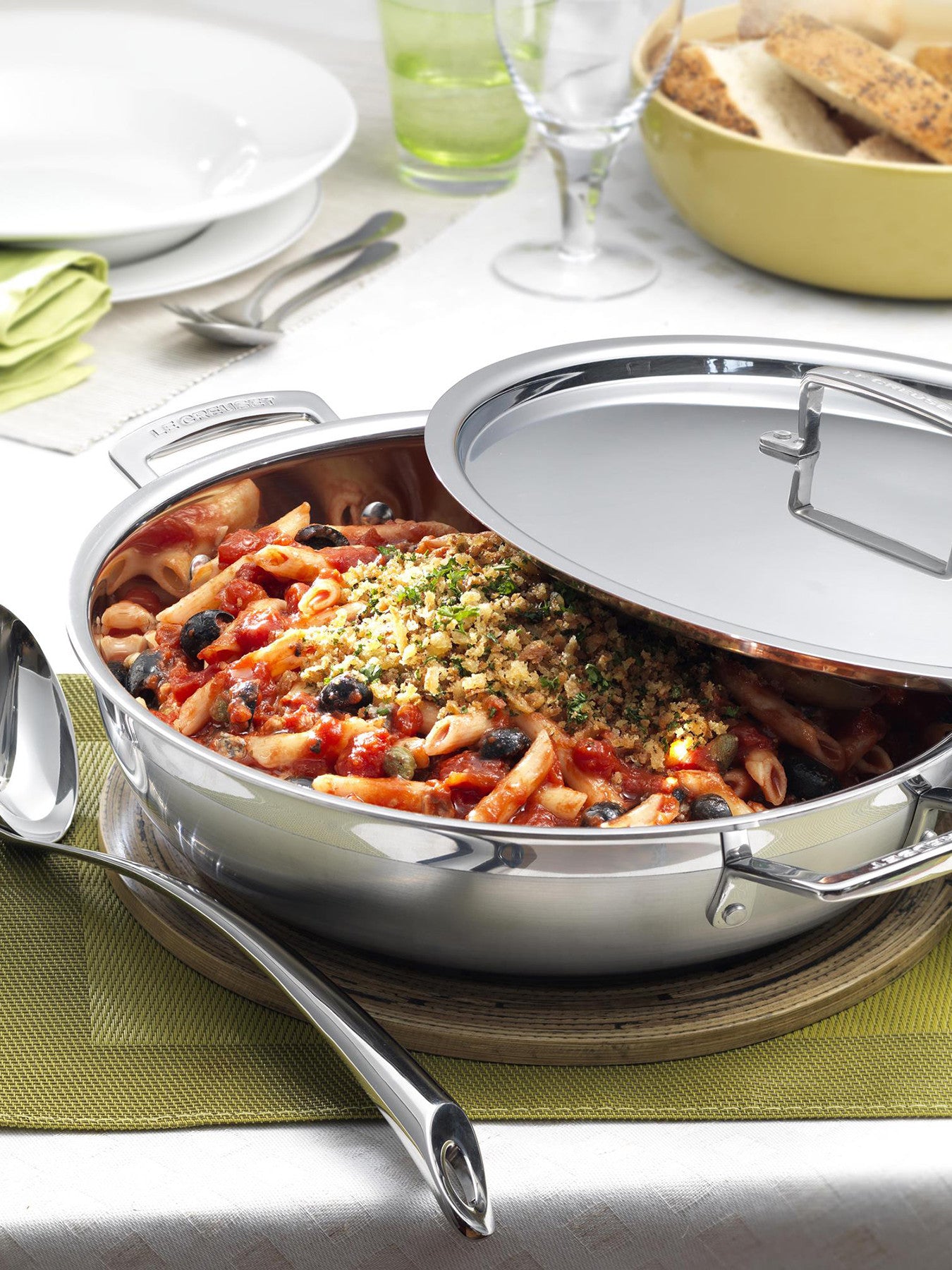 3-Ply Stainless Steel Shallow Casserole with Lid 26cm