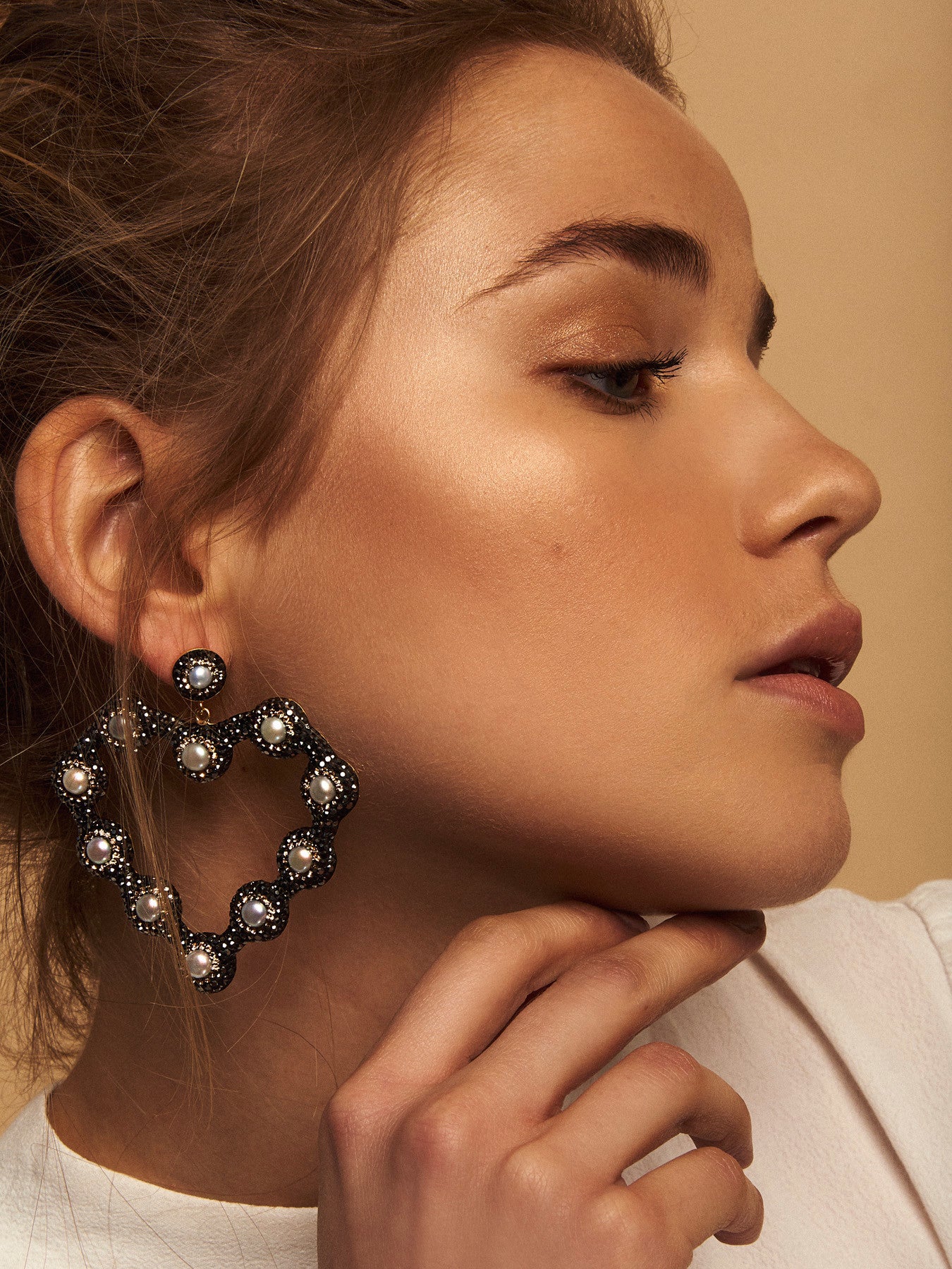Pearl Heart Hoops