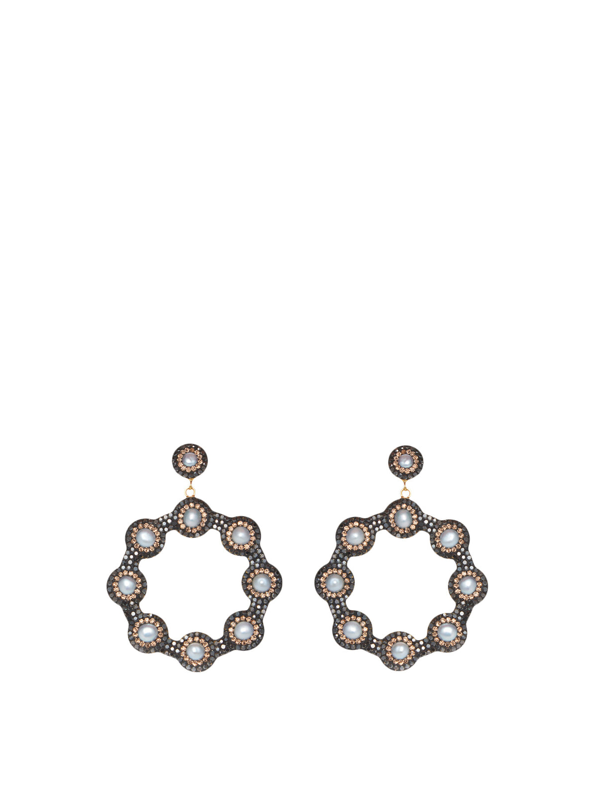 Baroque Pearl Hoop Earrings 18kt Gold Plated Silver
