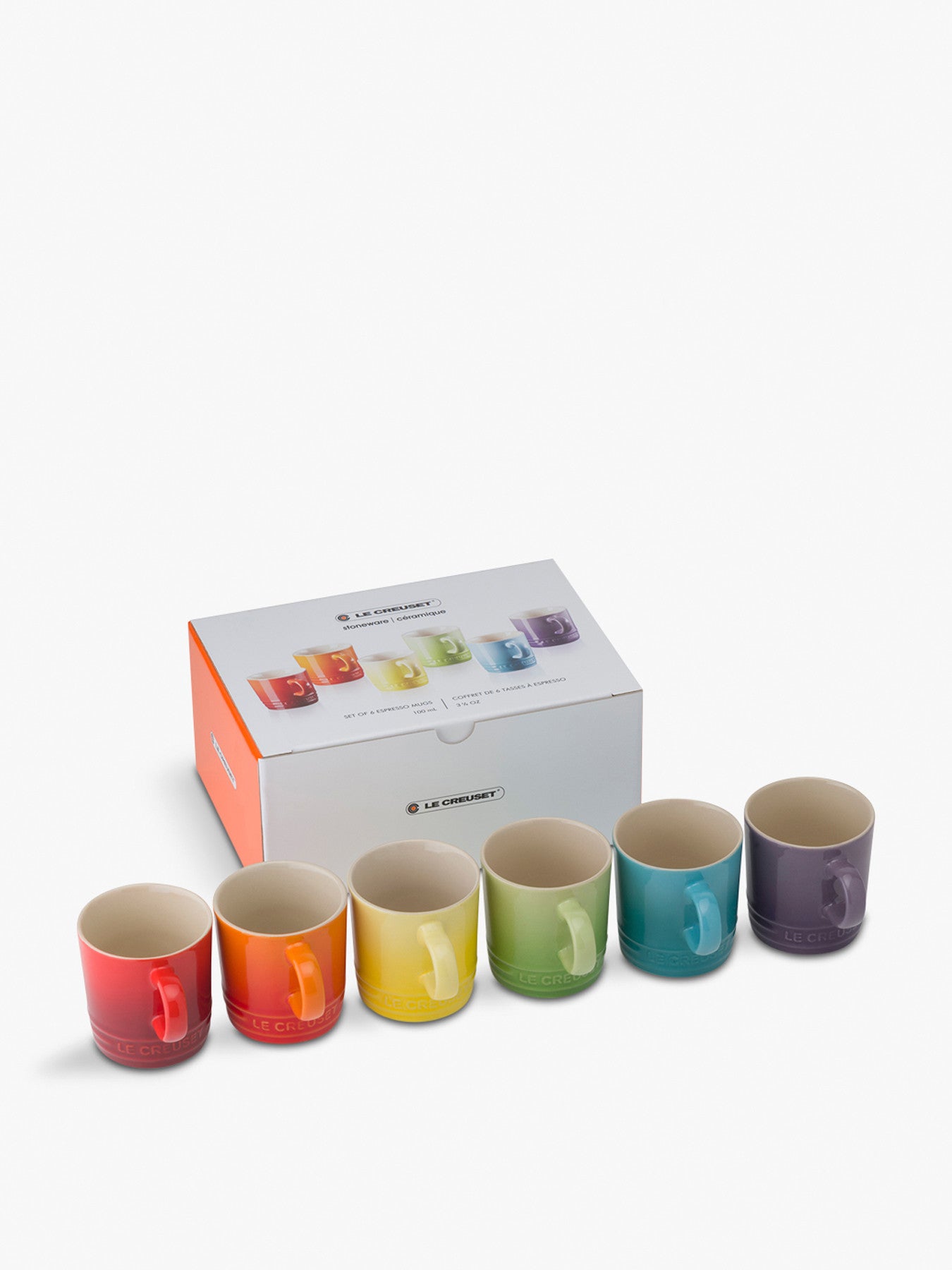 Espresso Stoneware Mugs Set of 6 rainbow