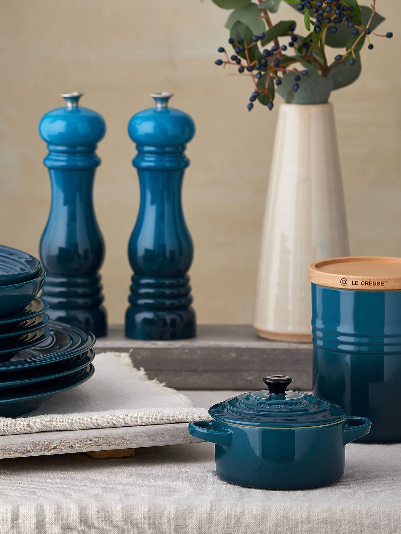 Stoneware Medium Storage Jar Deep Teal