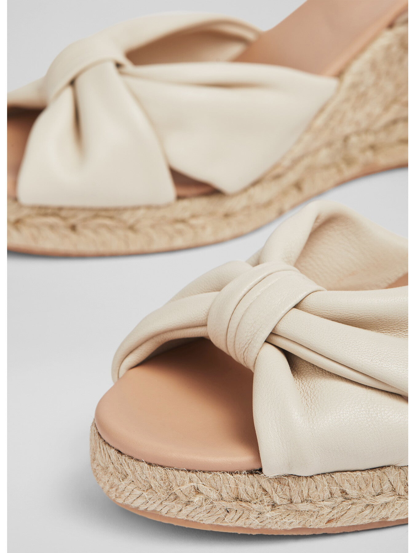 Angela Cream Leather Espadrille Sandals