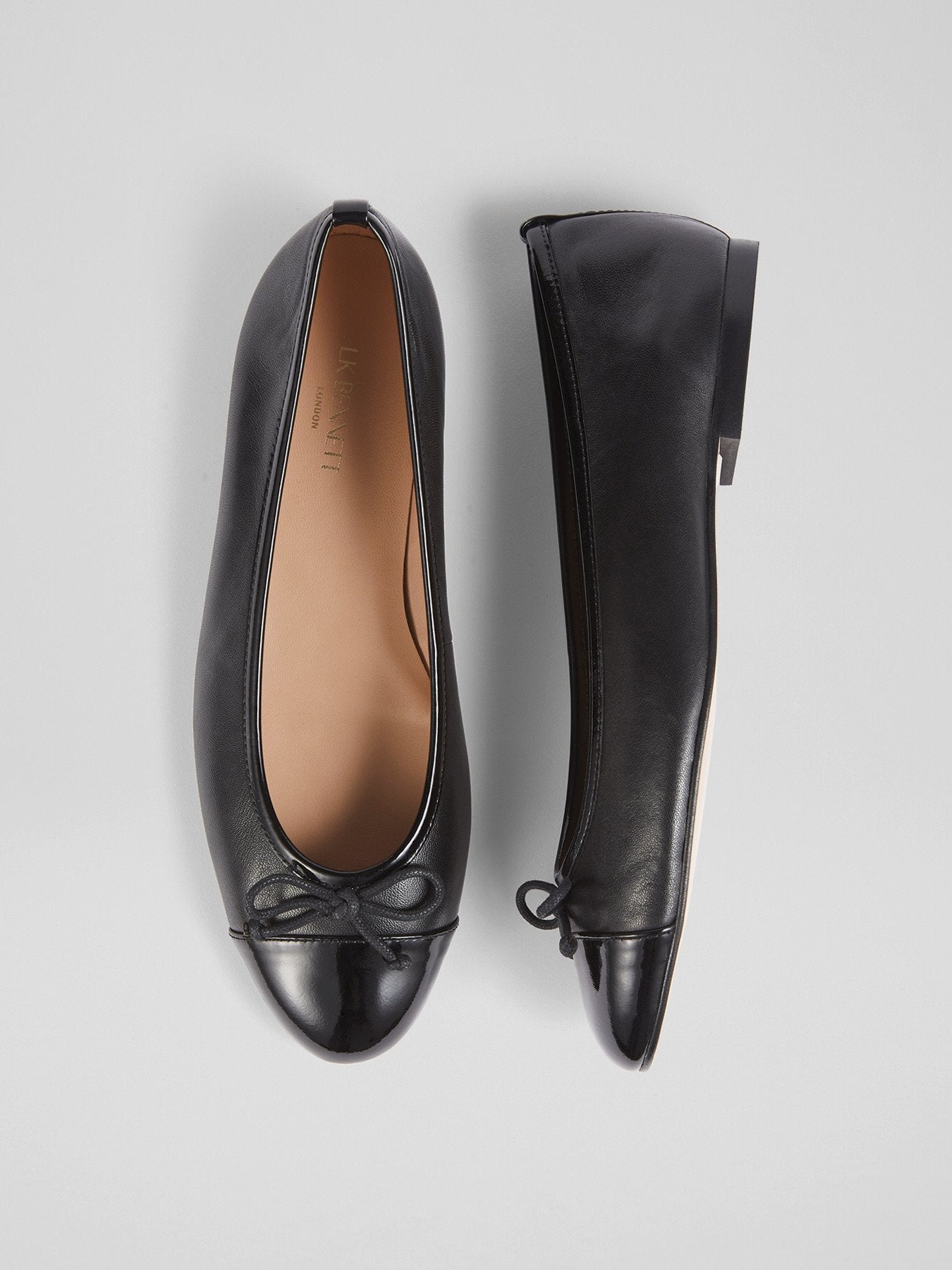 Kara Leather And Patent Toe Cap Ballerina Flats