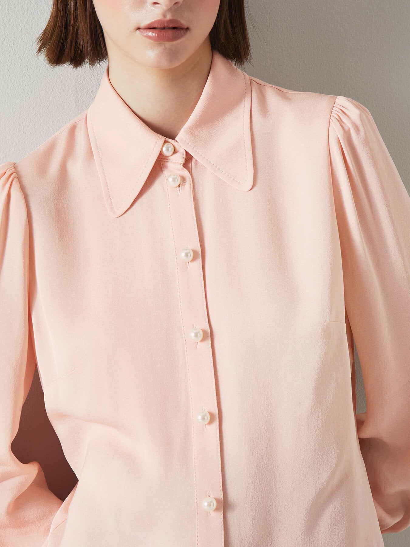 Sonya Crepe Pearl Button Blouse