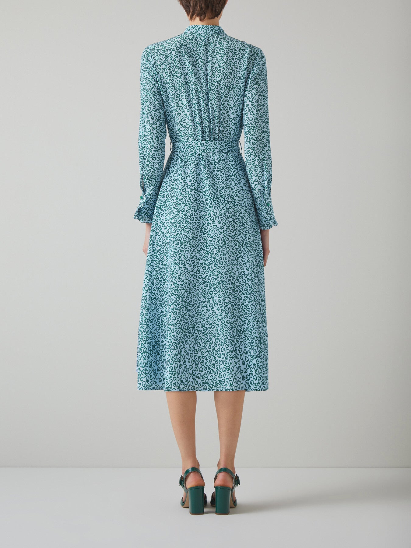 Soni And Green Heart Print Silk Dress