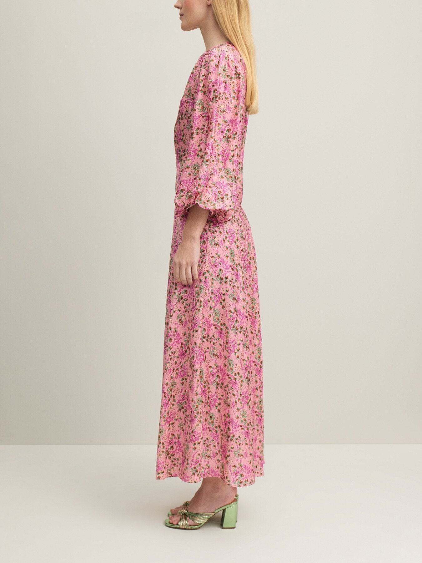 Lois Neon Garden Print Viscose-Silk Blend Dress