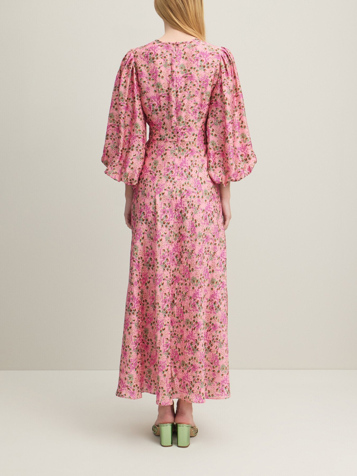 Lois Neon Garden Print Viscose-Silk Blend Dress