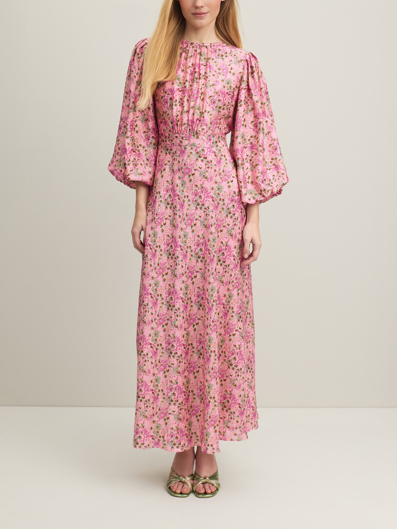 Lois Neon Garden Print Viscose-Silk Blend Dress