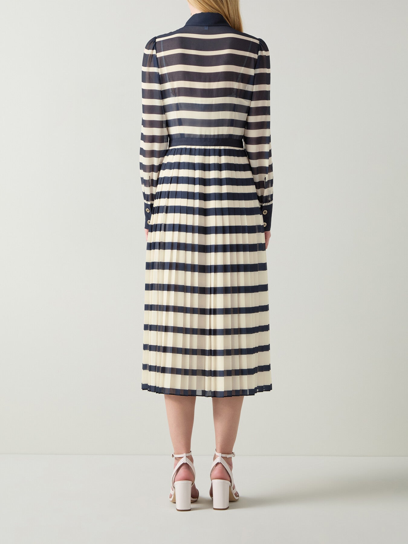 Tallis Spring Navy & Cream Placement Stripe Dress