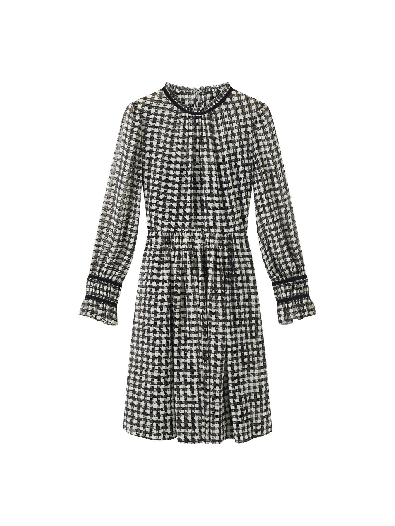 Verity & Cream Gingham Printed Dress With Velvet