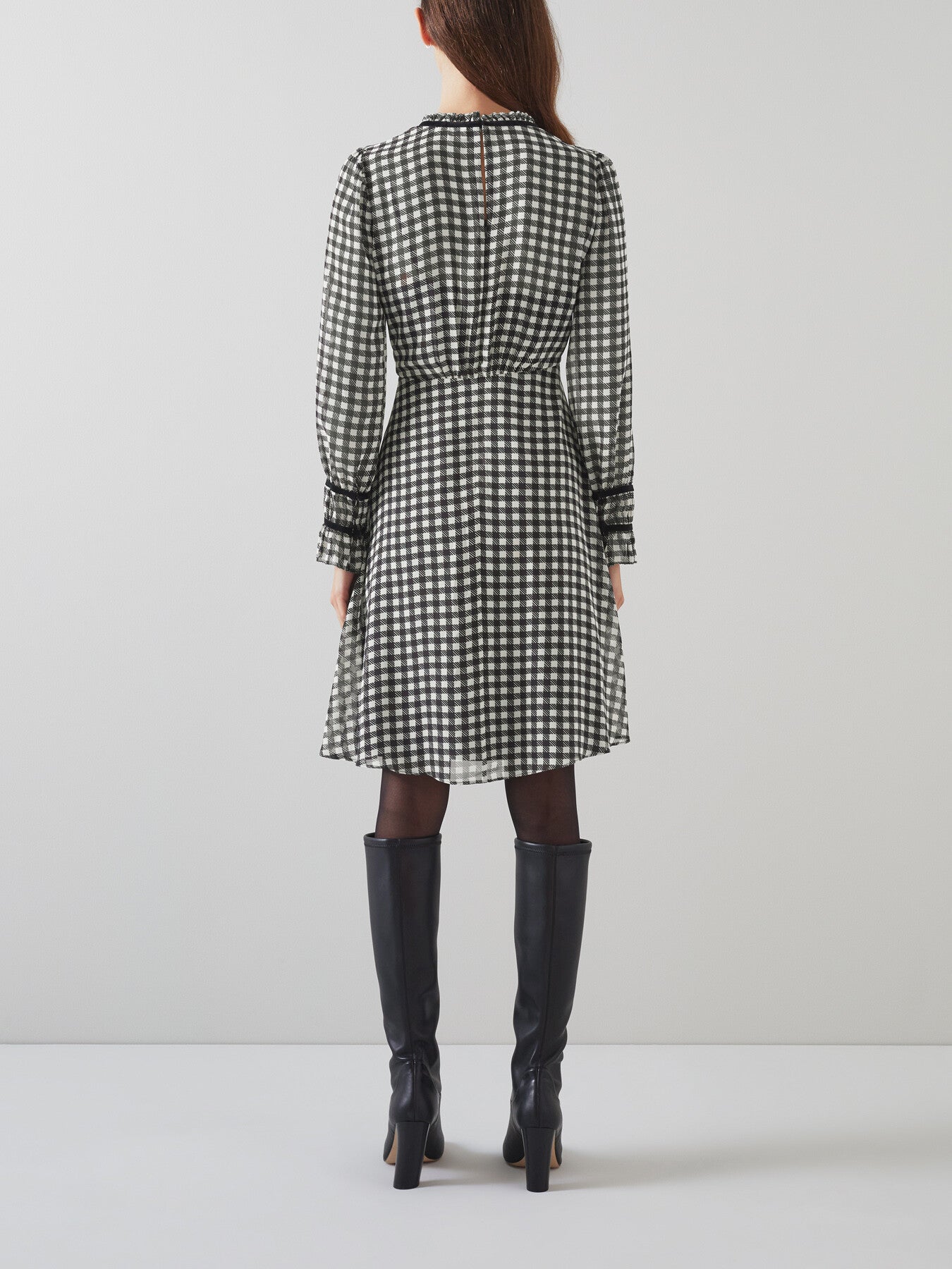 Verity & Cream Gingham Printed Dress With Velvet