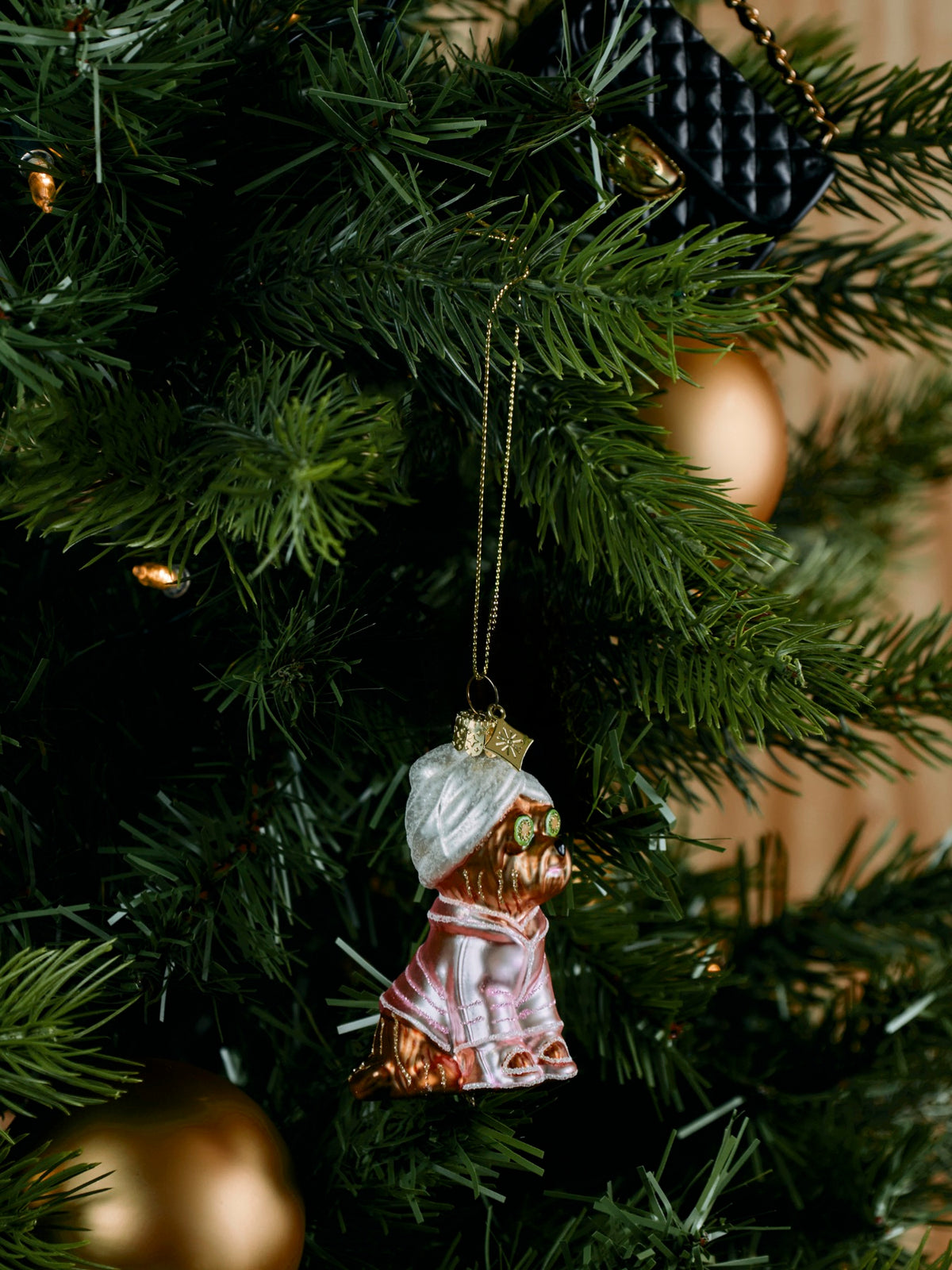 Selfcare Dog Glass Christmas Hanging Decoration