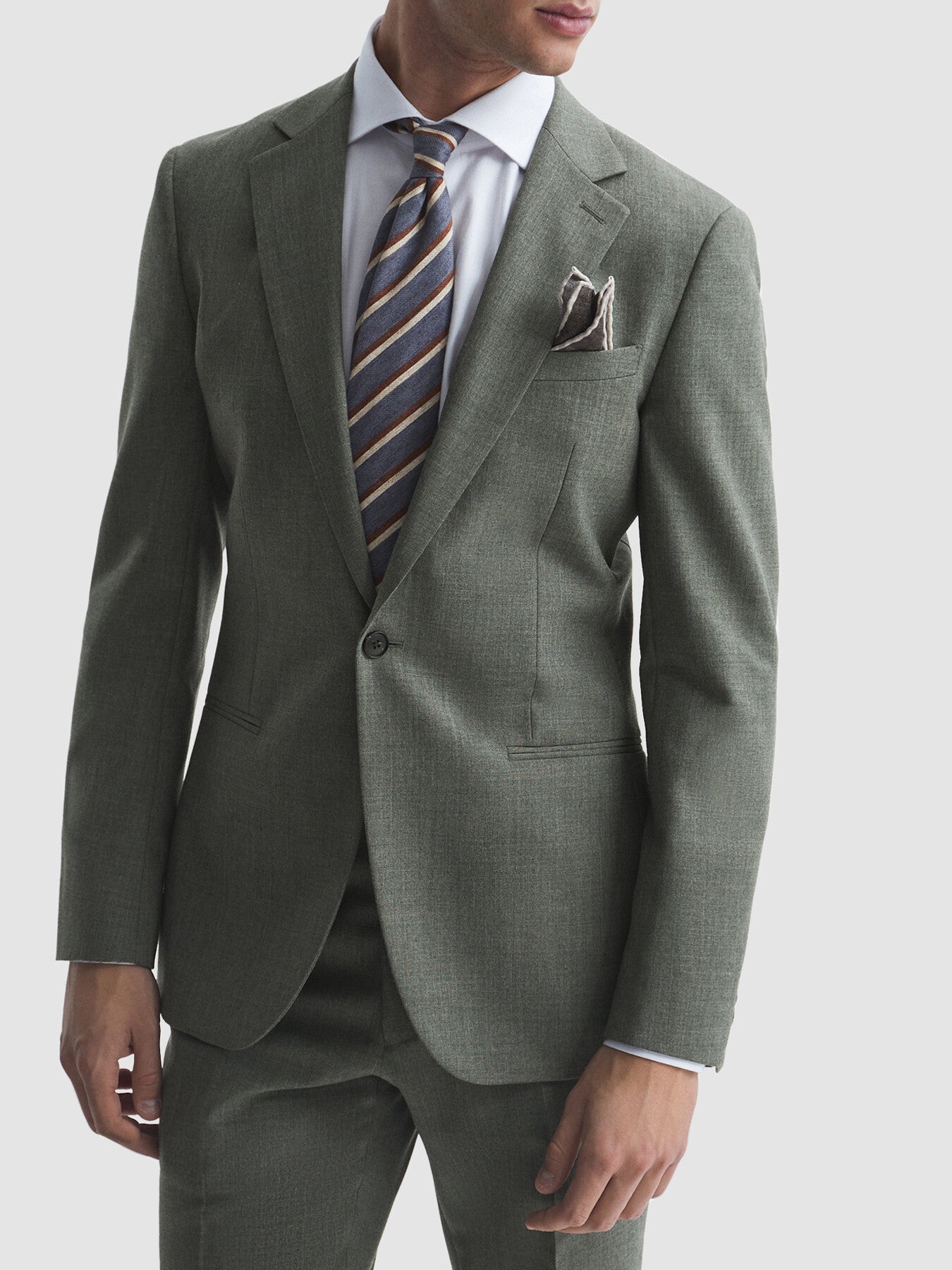 Firm Single Breasted Slim Fit Wool Blazer