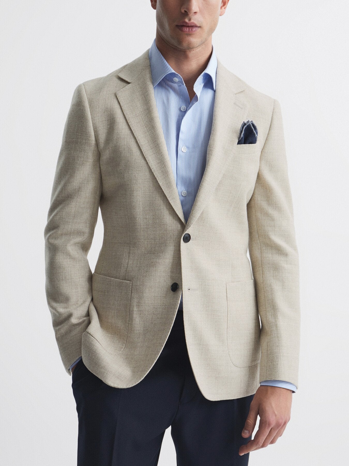 NaturalAttire Slim Fit Textured Wool Blend Blazer