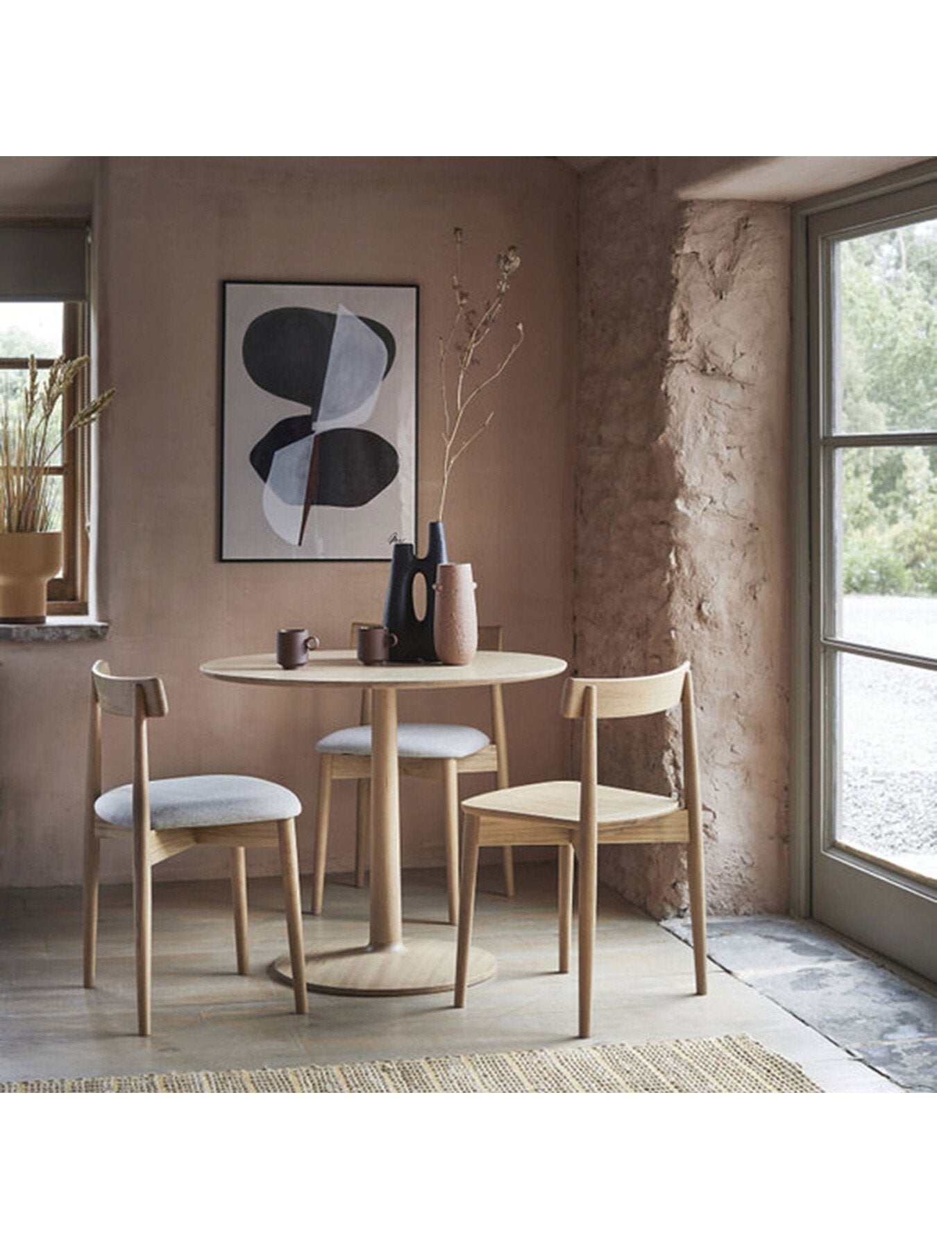 Neutral Ava Neutral Wood Open Back Dining Chair