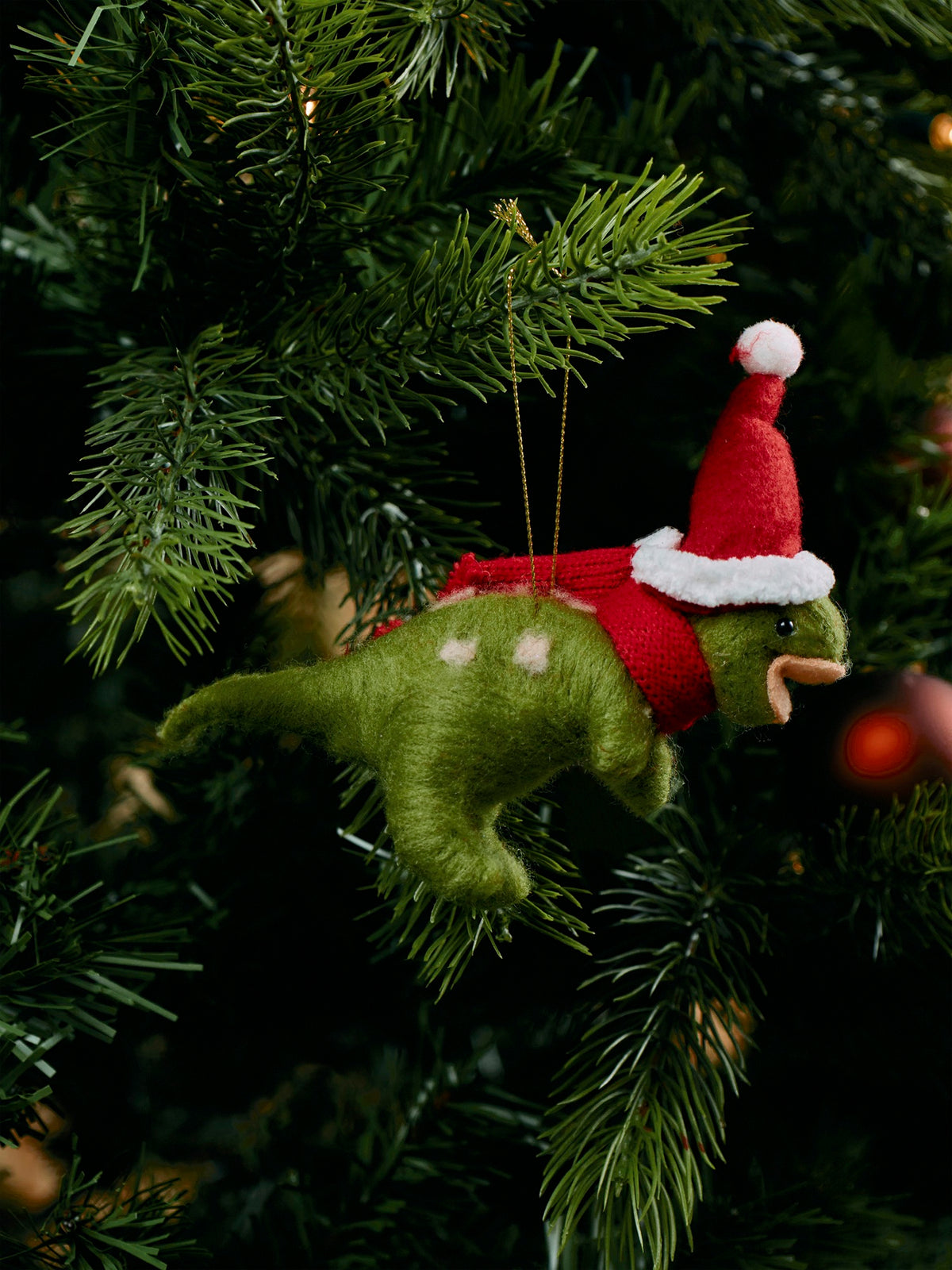 Felt Dinosaur Hanging Decoration 14cm - Green
