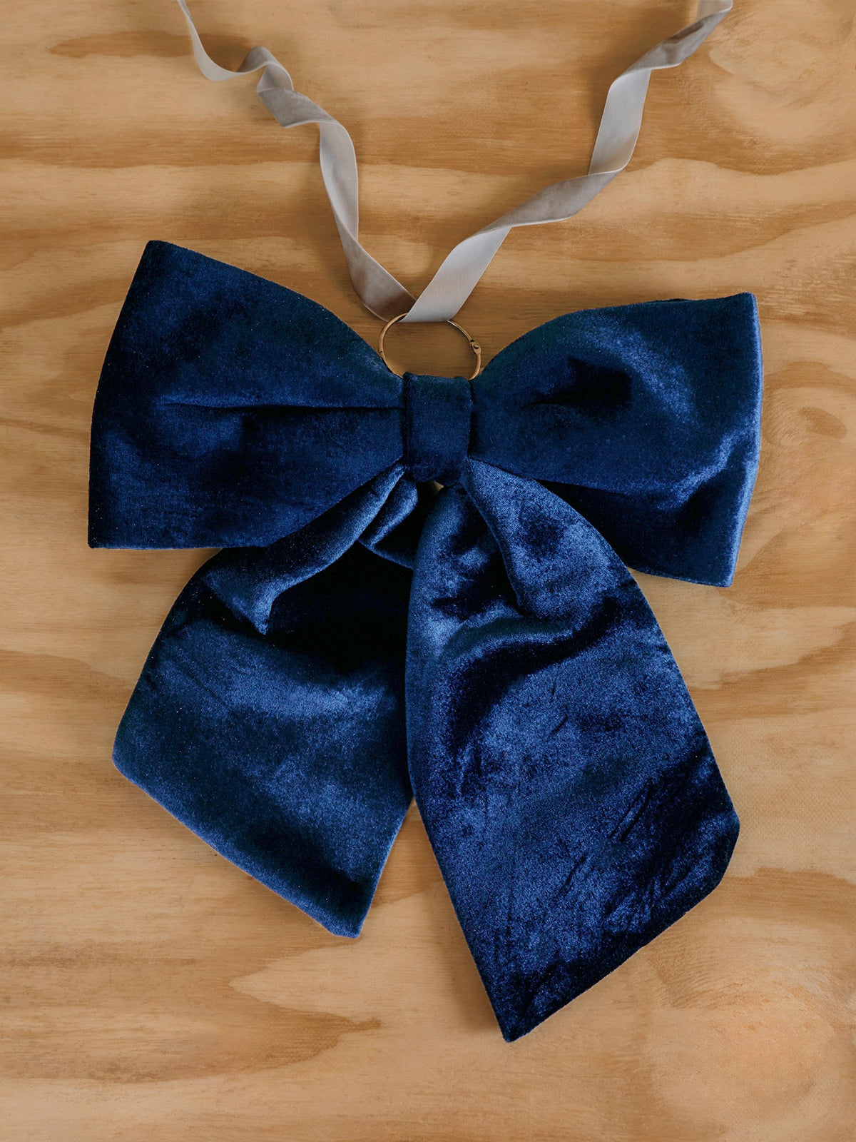 Bow Hanging Decoration 44cm - Navy & Silver