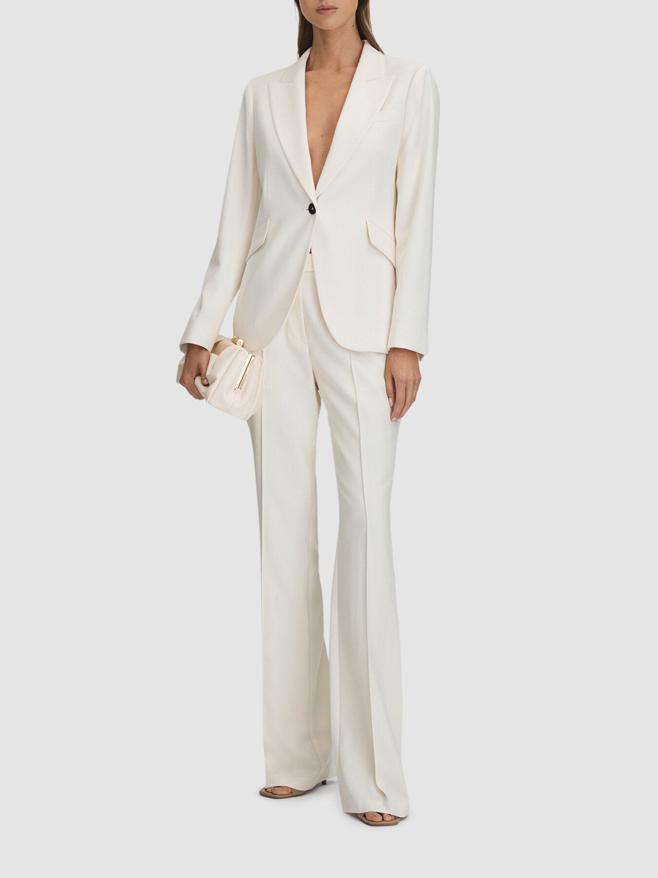 Millie Tailored Single-Breasted Blazer Cream