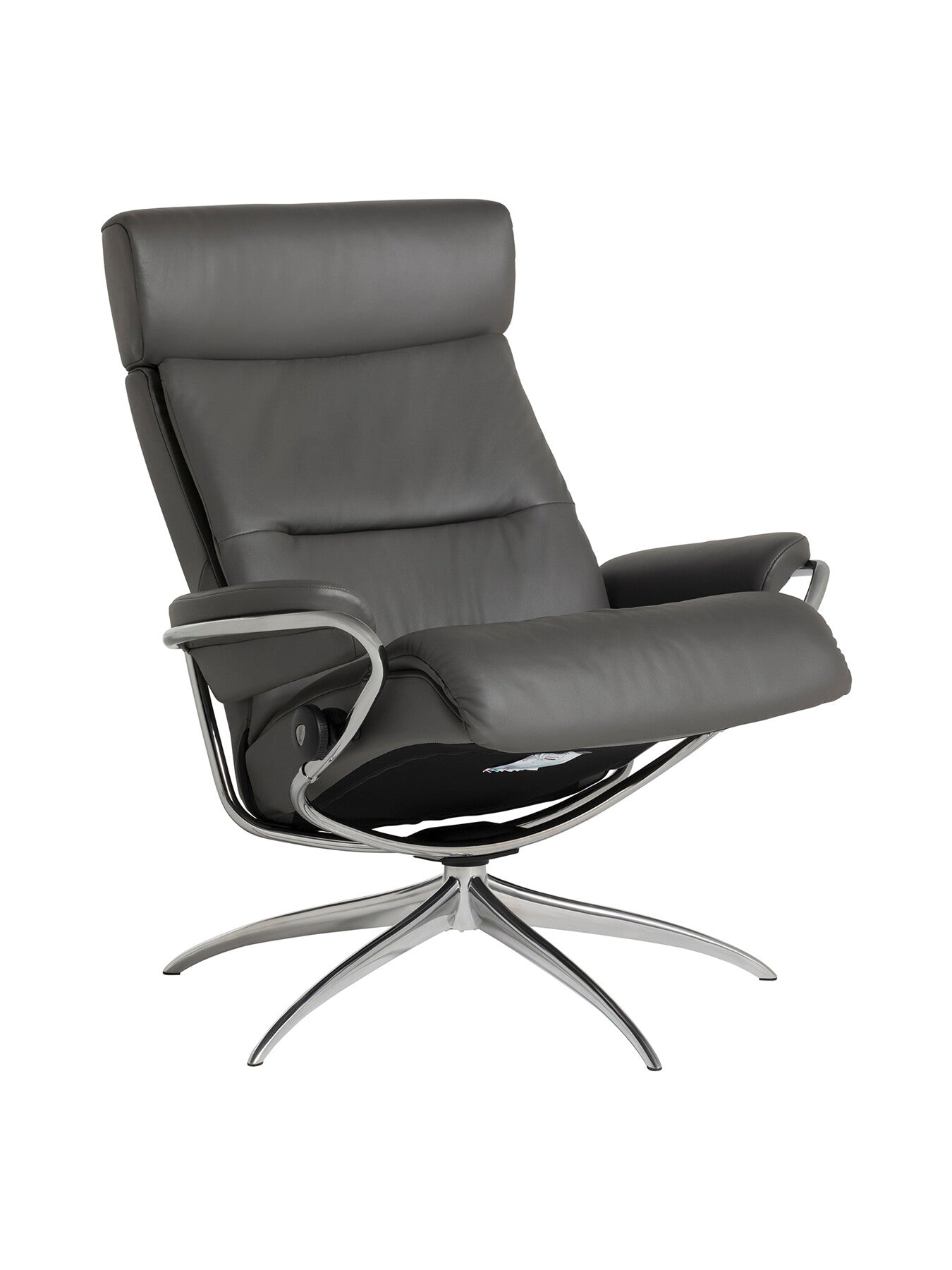 Grey Tokyo Grey Leather Recliner Chair And Footstool