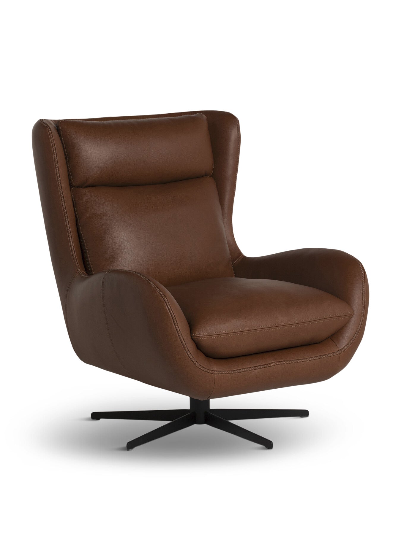 Uma Brown Leather Swivel Armchair