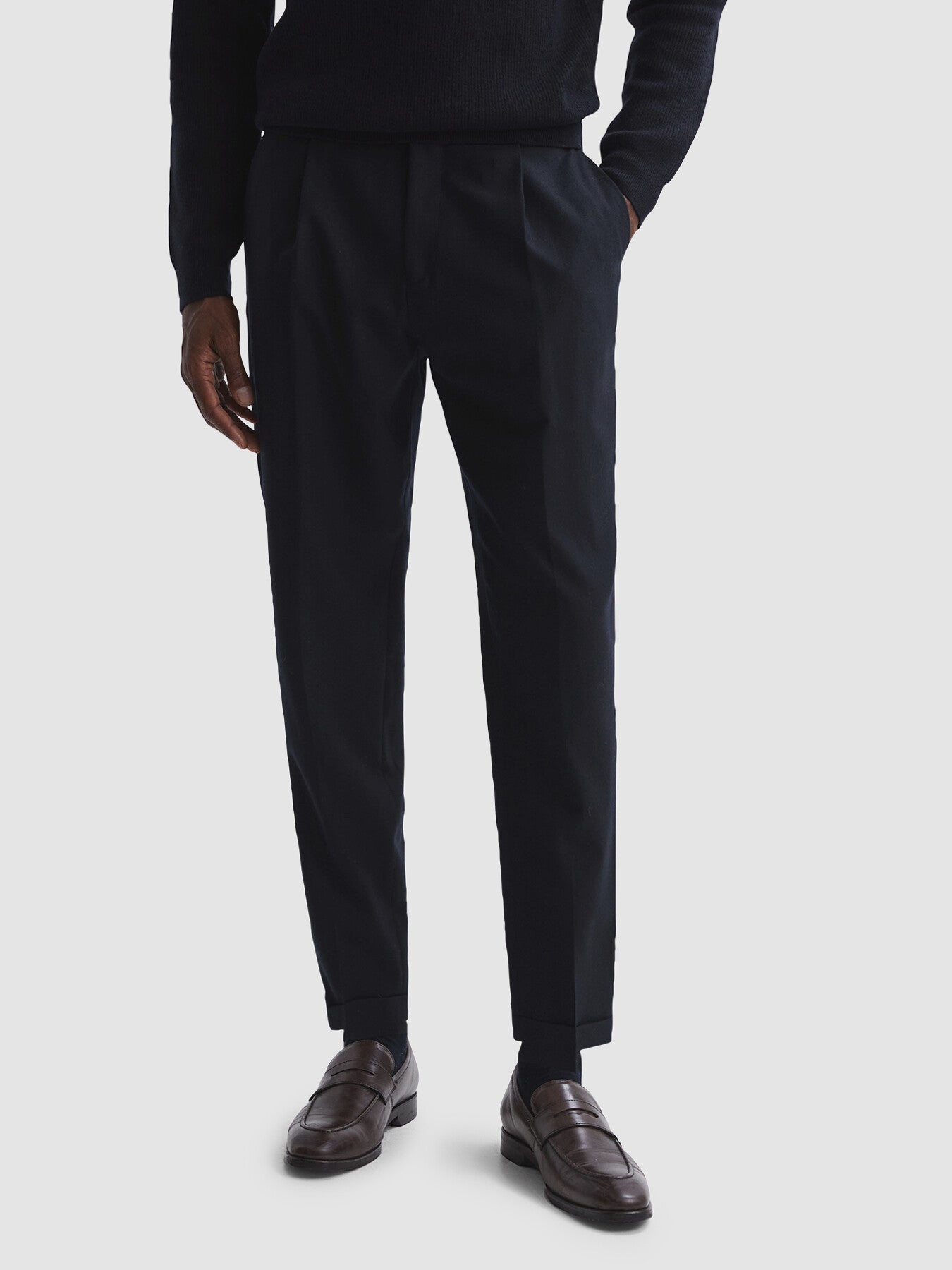 Navy BlueBeadnell Slim Fit Brushed Wool Trousers