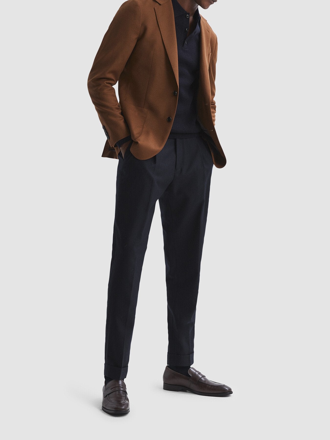 Navy BlueBeadnell Slim Fit Brushed Wool Trousers