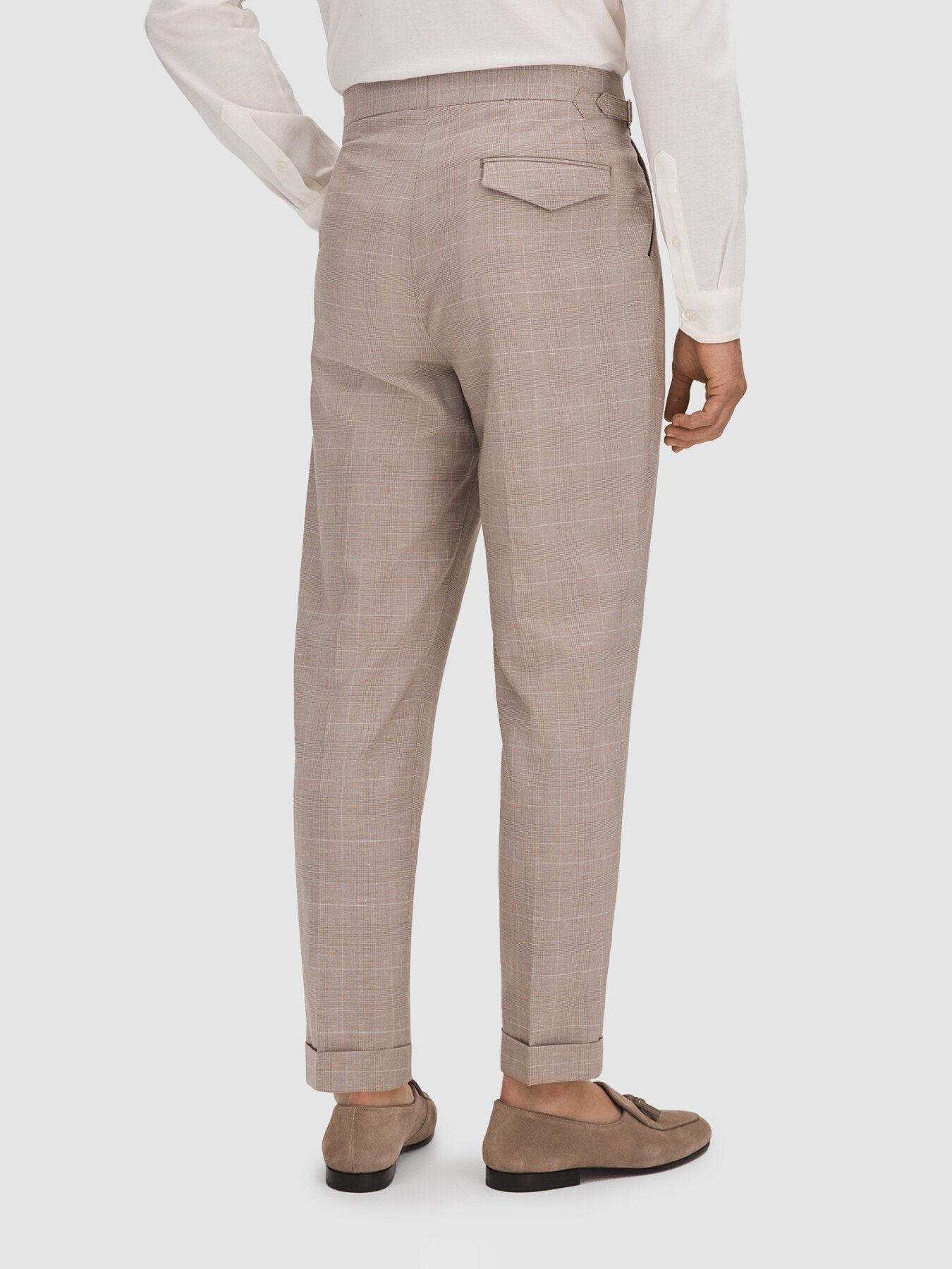 Collect Slim Fit Check Adjuster Trousers With Turn-U