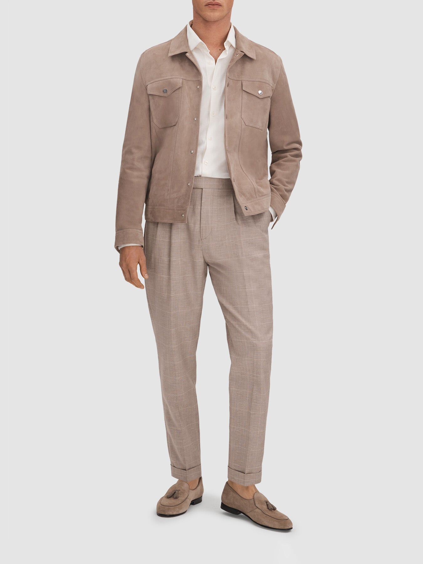 Collect Slim Fit Check Adjuster Trousers With Turn-U