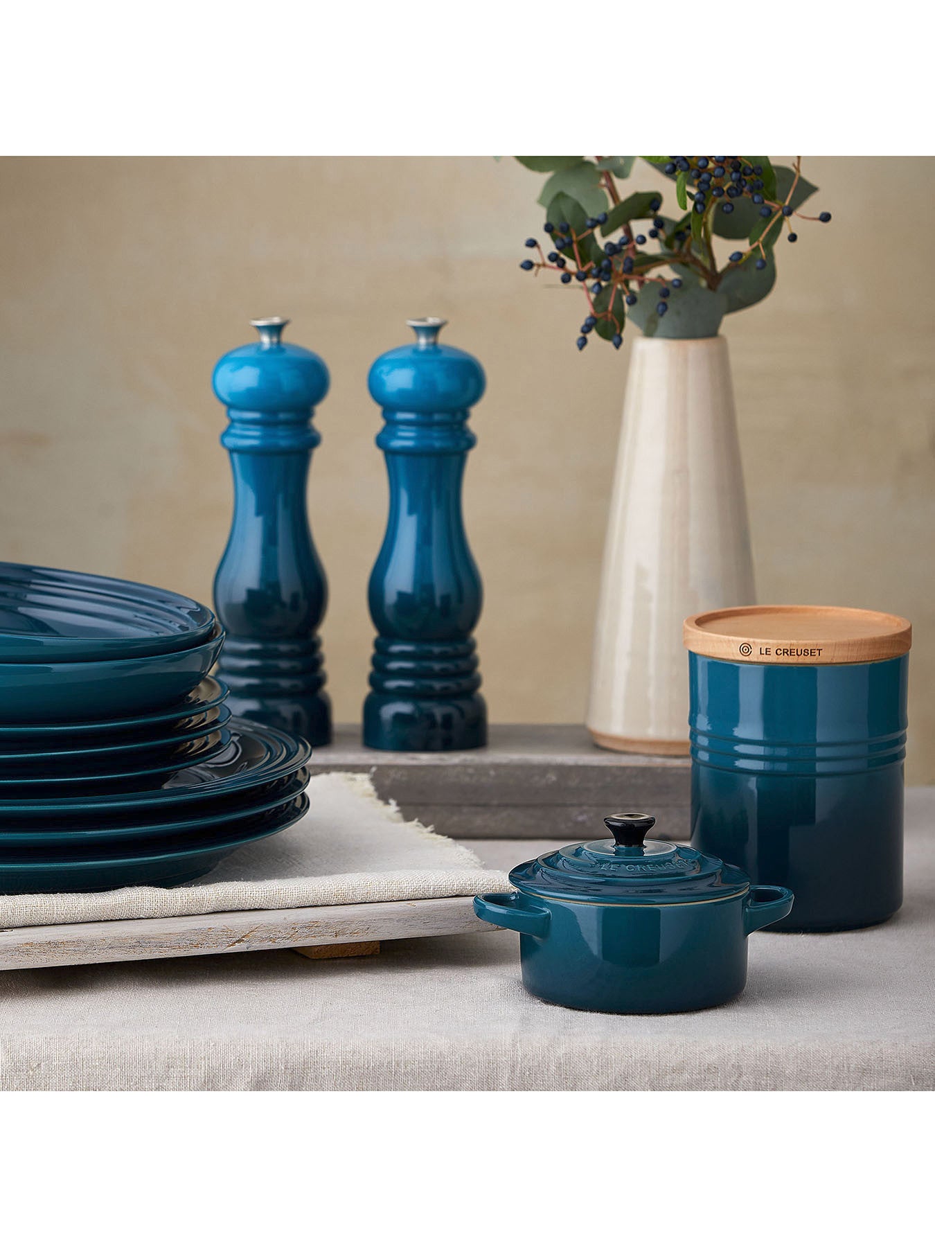 Stoneware Medium Storage Jar Deep Teal