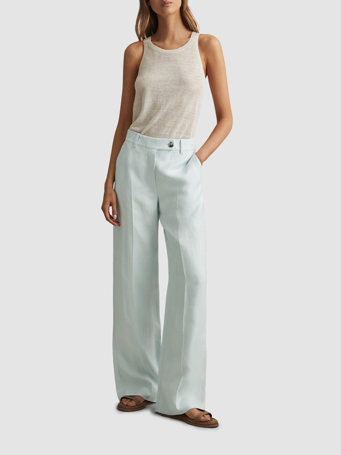 Lori Viscose-Linen Wide Leg Suit Trousers
