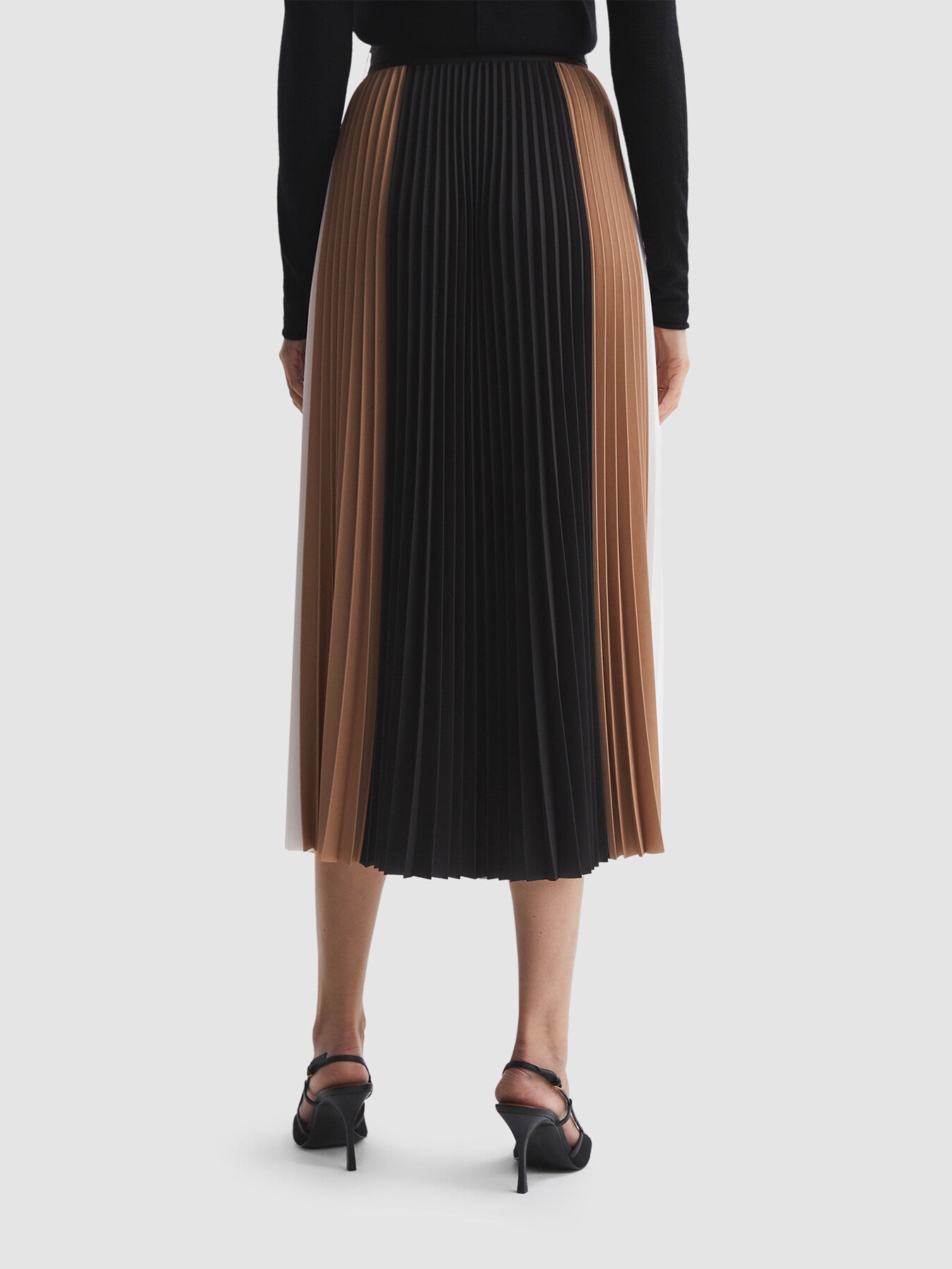 Ava High Rise Pleated Midi Skirt