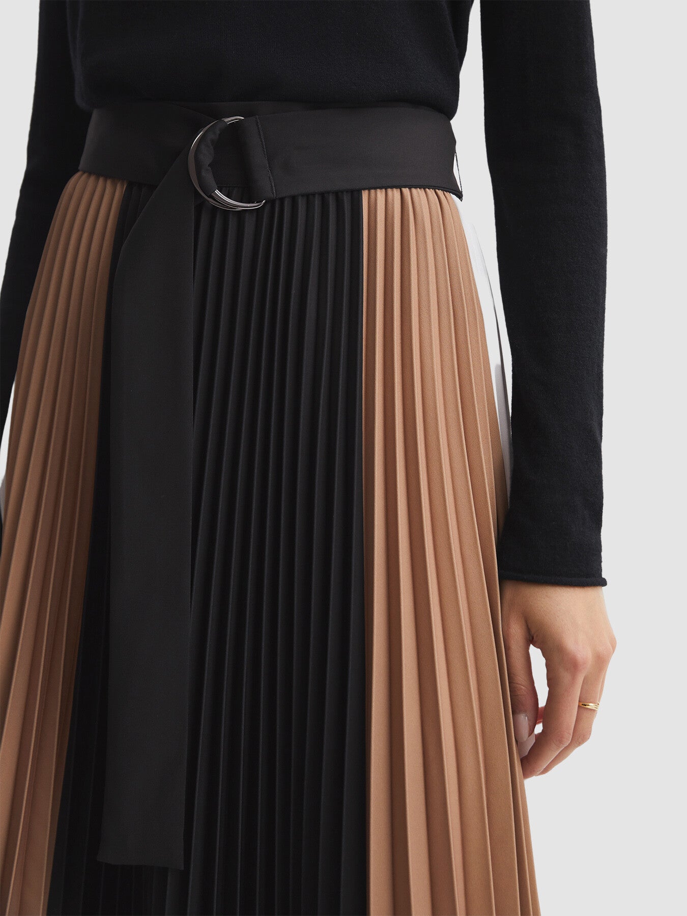 Ava High Rise Pleated Midi Skirt