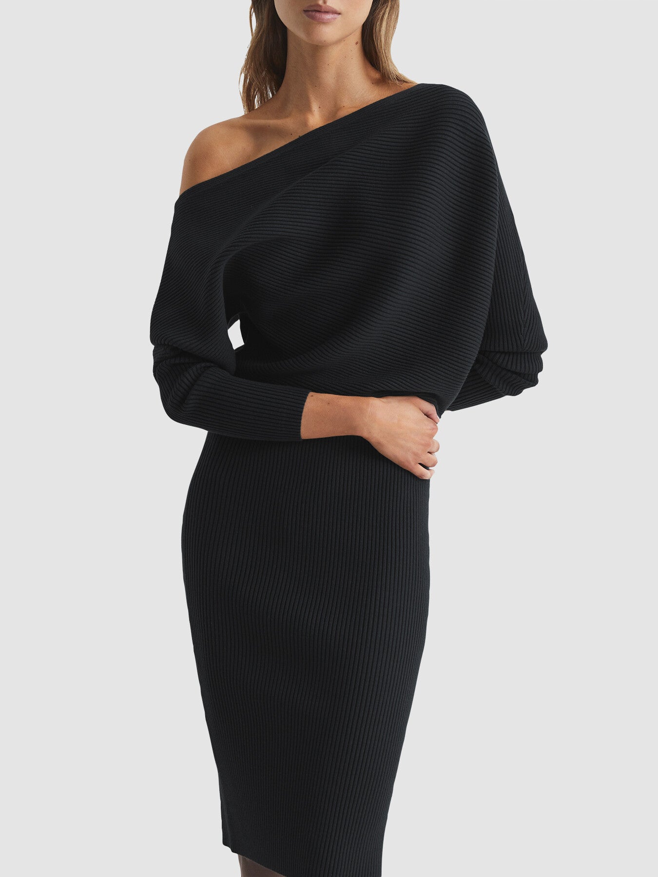 Lara Off-Shoulder Ribbed Dress