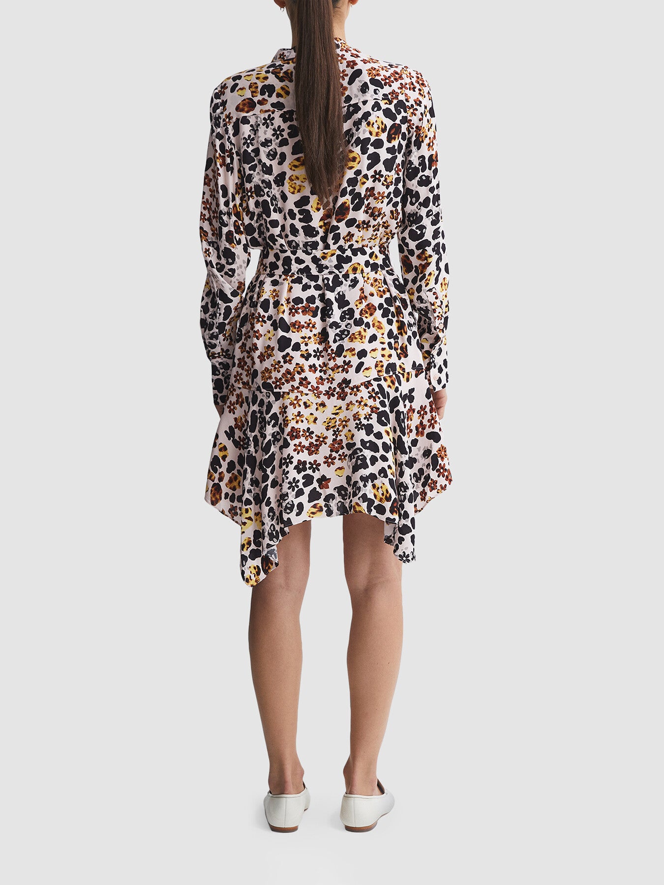 Sylvie Animal Print Asymmetric Belted Dress