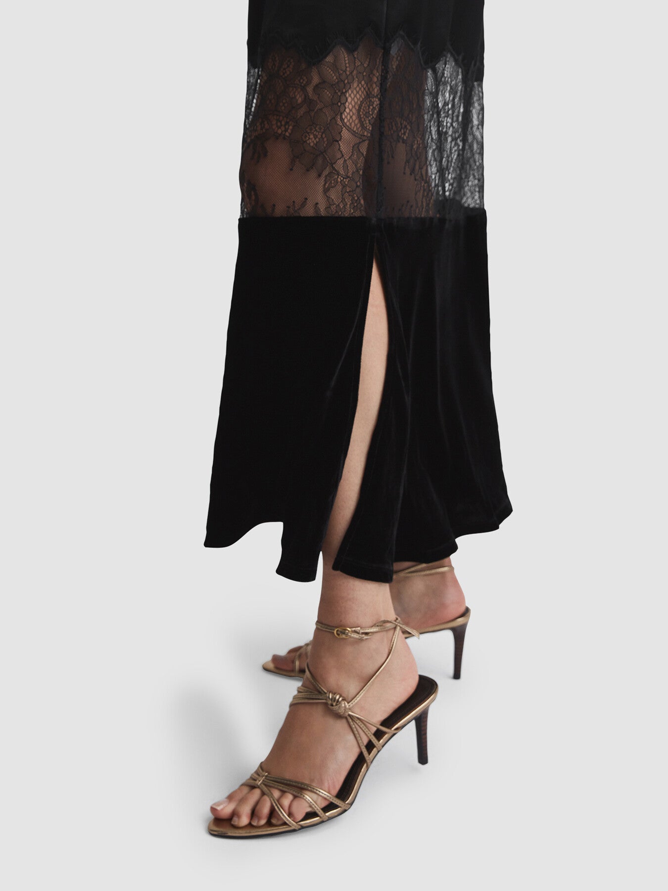 Janelle Fitted Satin-Velvet Midi Dress