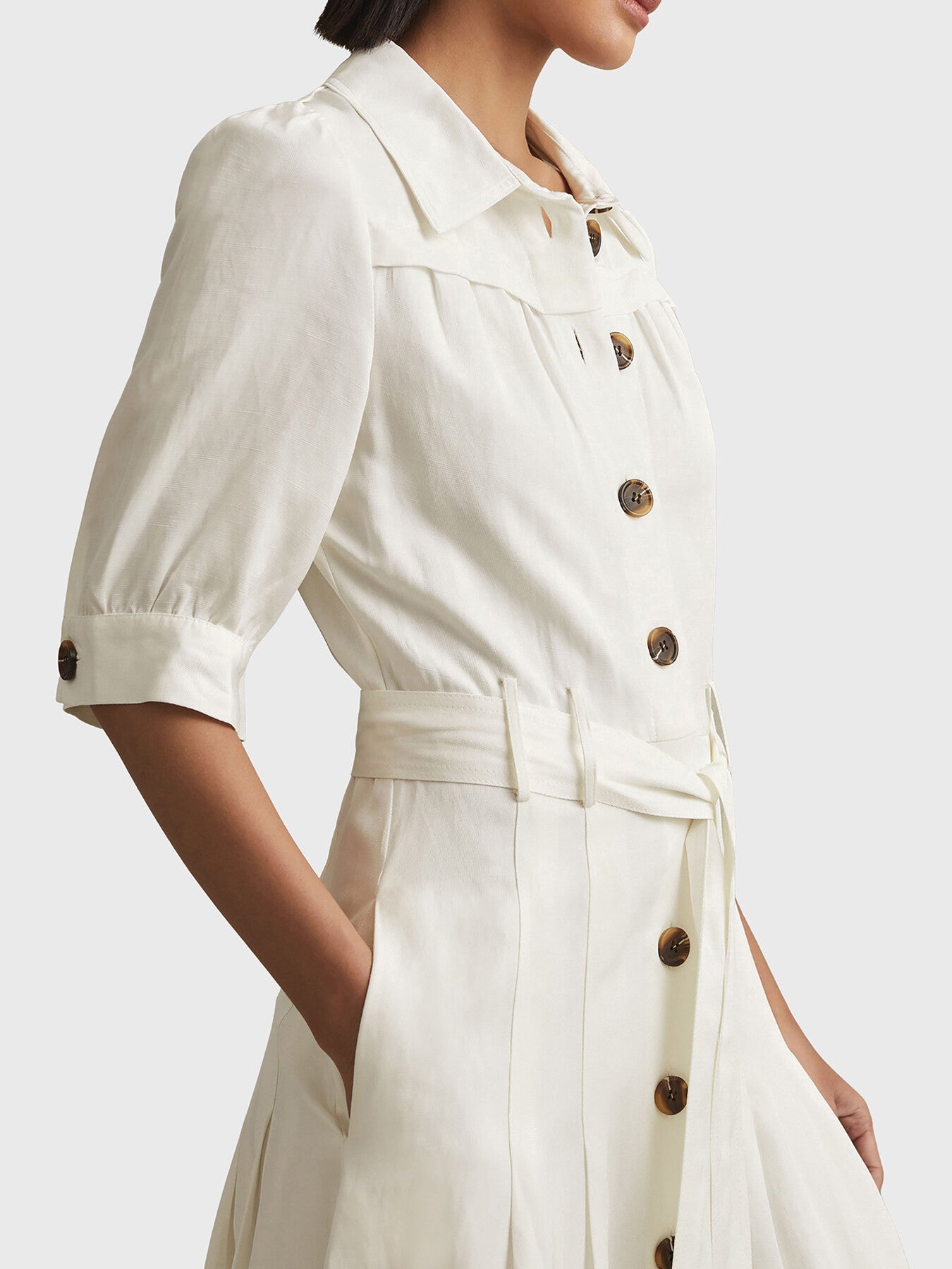 Malika Belted Cap Sleeve Midi Dress