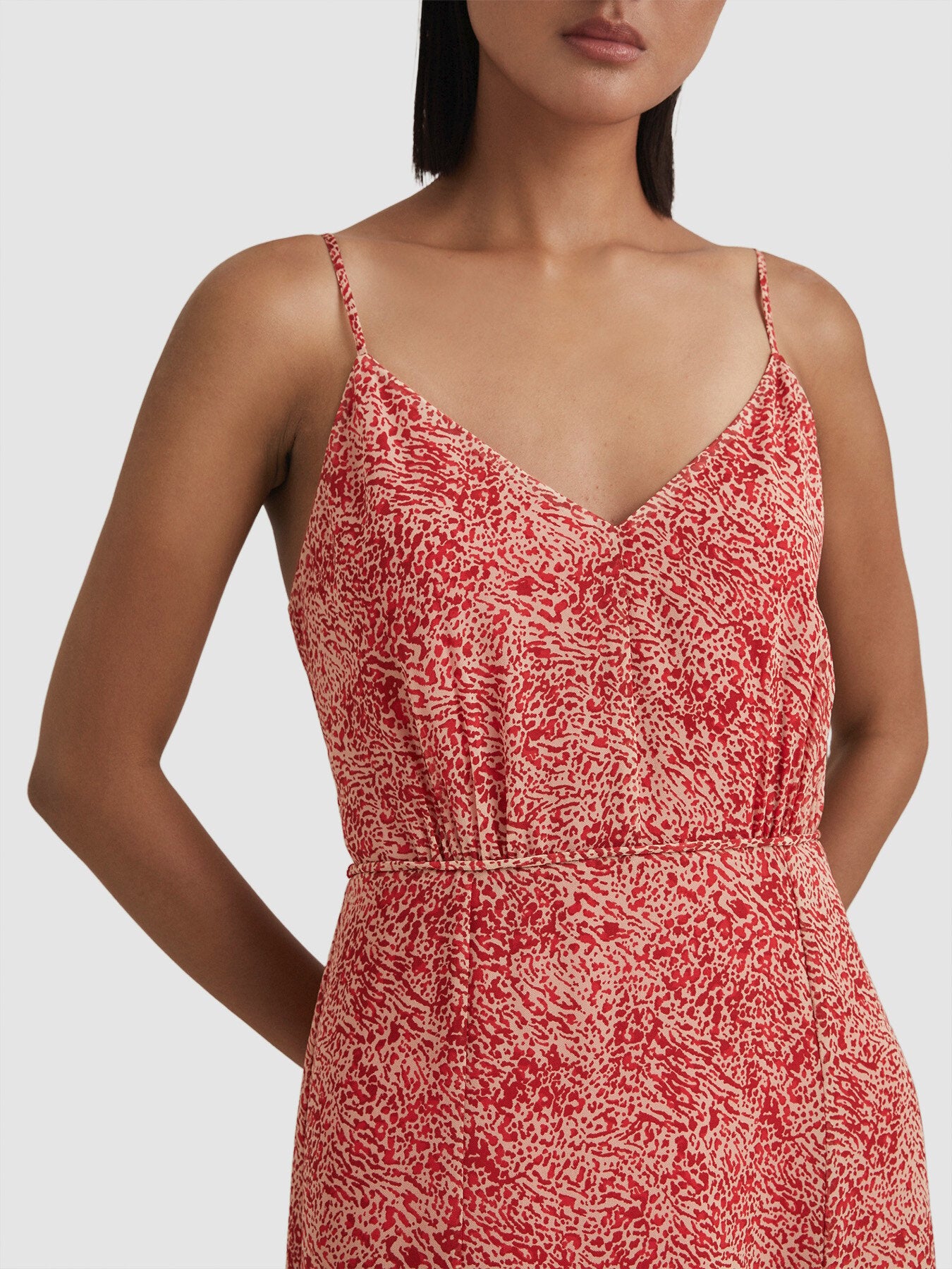 Olivia Printed Belted Midi Dress