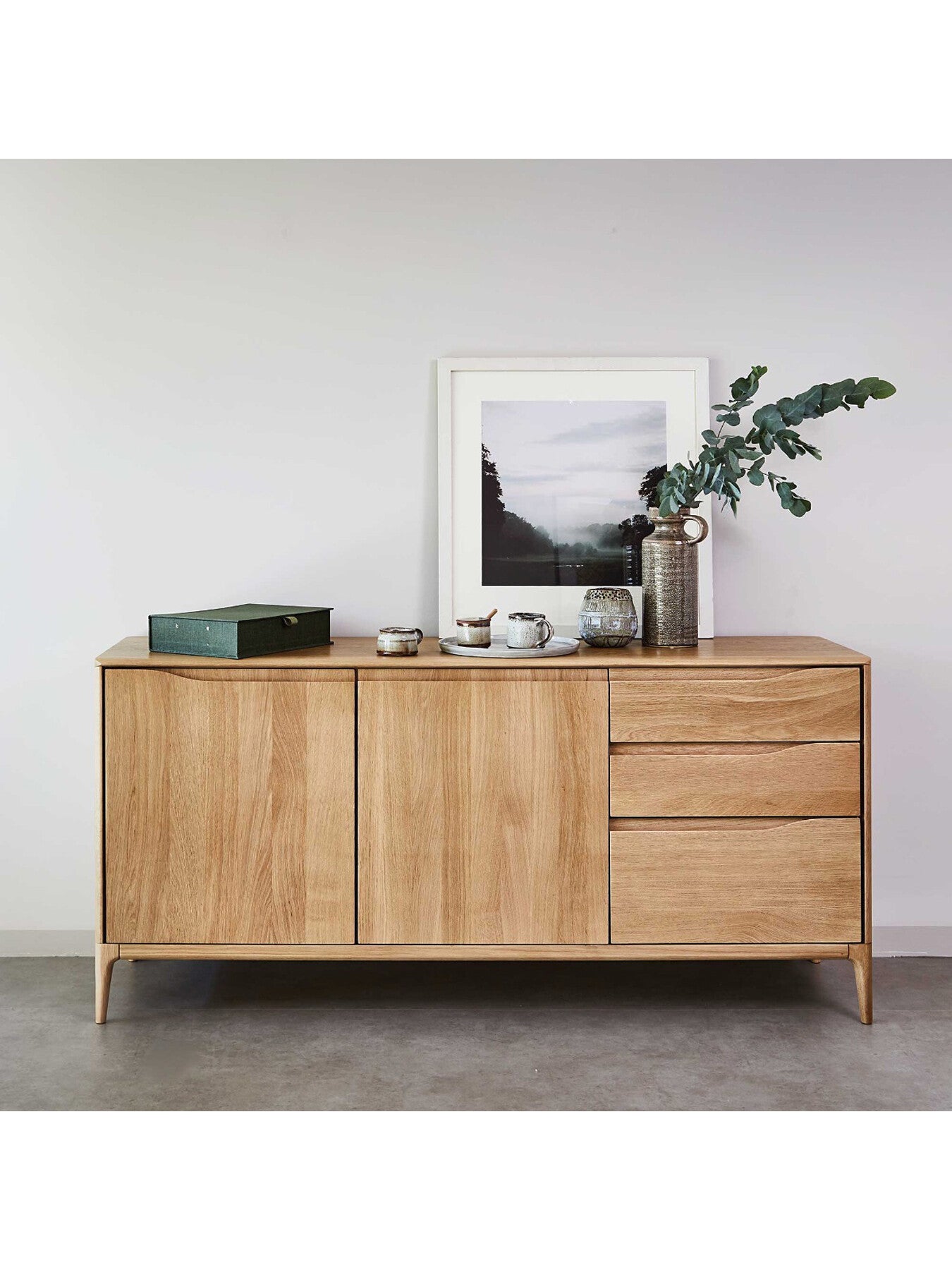 Neutral Romana Oak Wood 2 Door 3 Drawer Large Sideboard