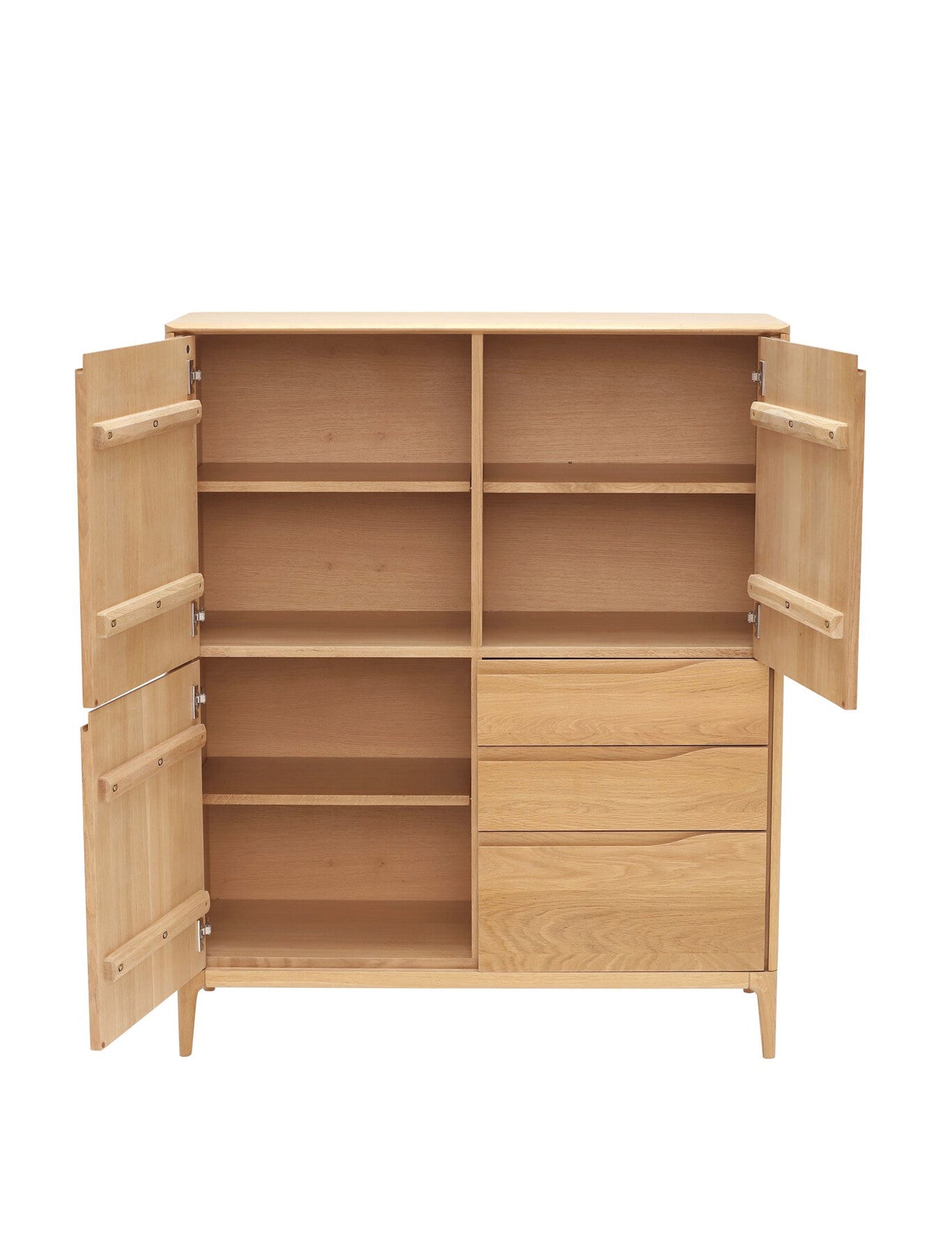 Neutral Romana Oak Wood 3 Door 3 Drawer Large Highboard