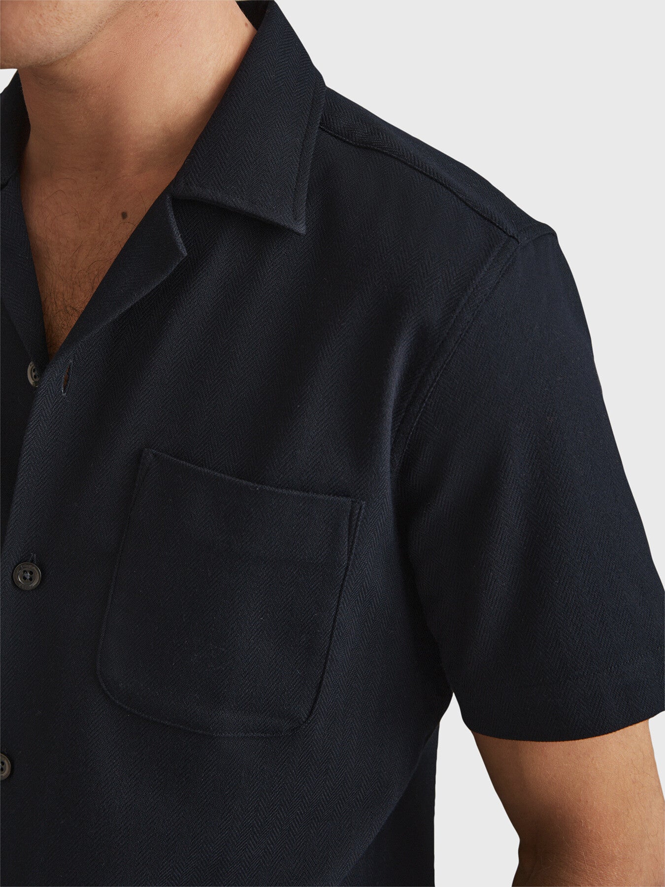 Nitus Herringbone Cuban Collar Shirt