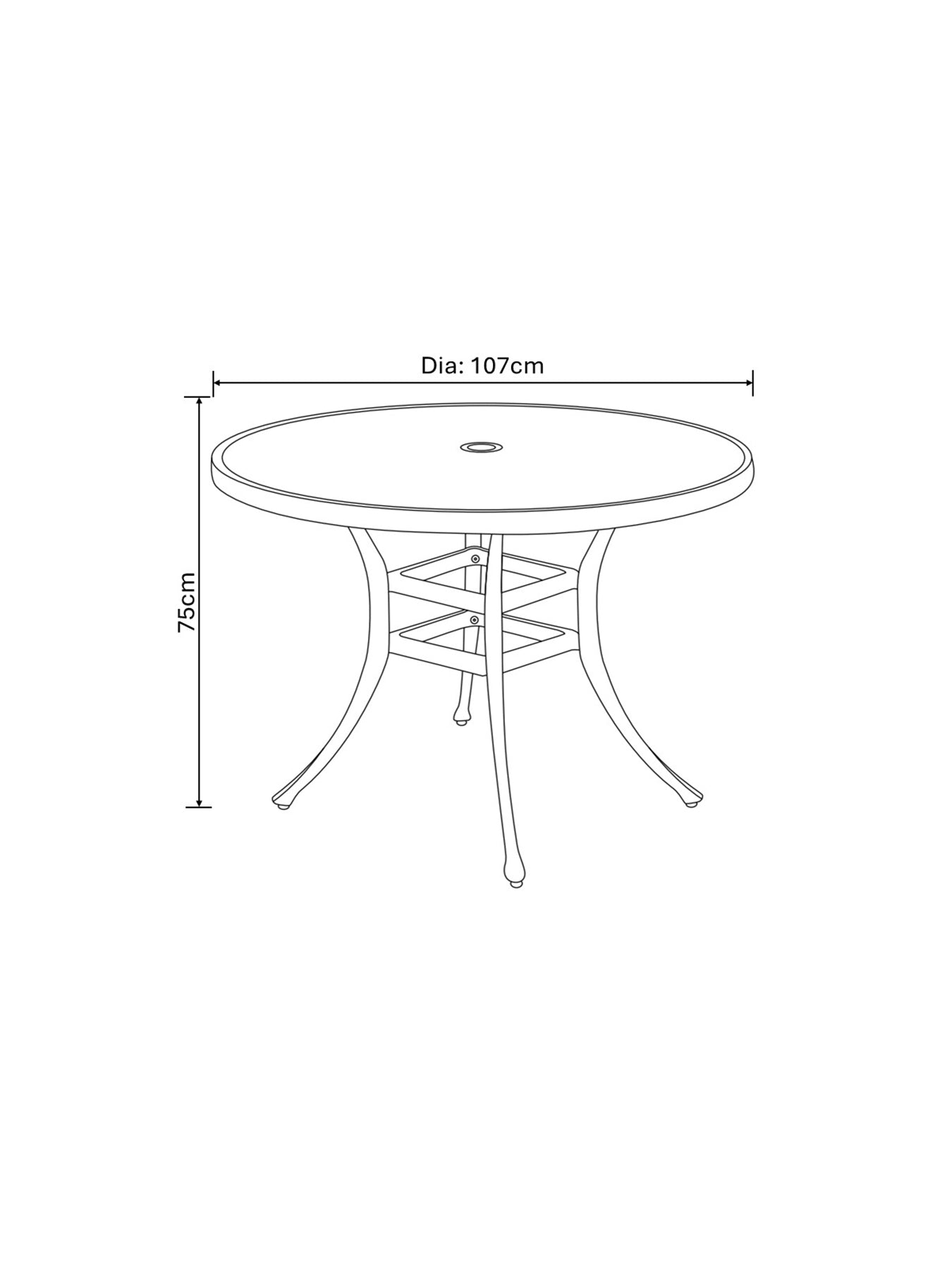 Berkeley 4 Seat Dining Set with Parasol & Base