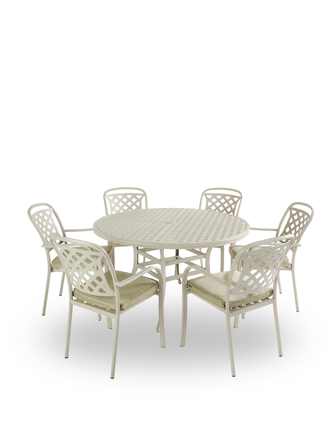 Berkeley 6 Seat Round Dining Set with Parasol & Base