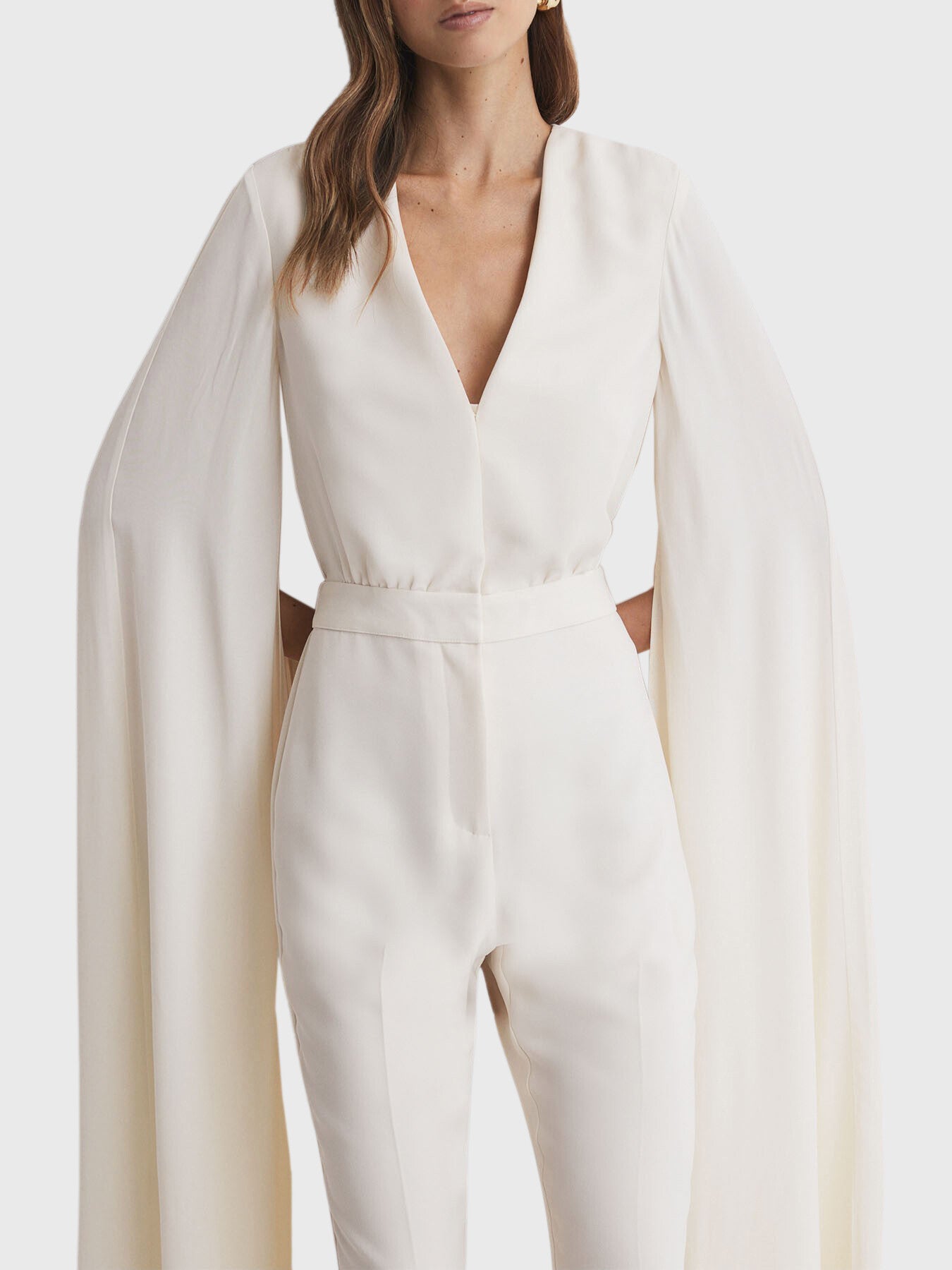 Olivia Cape Sleeve Plunge Neck Jumpsuit