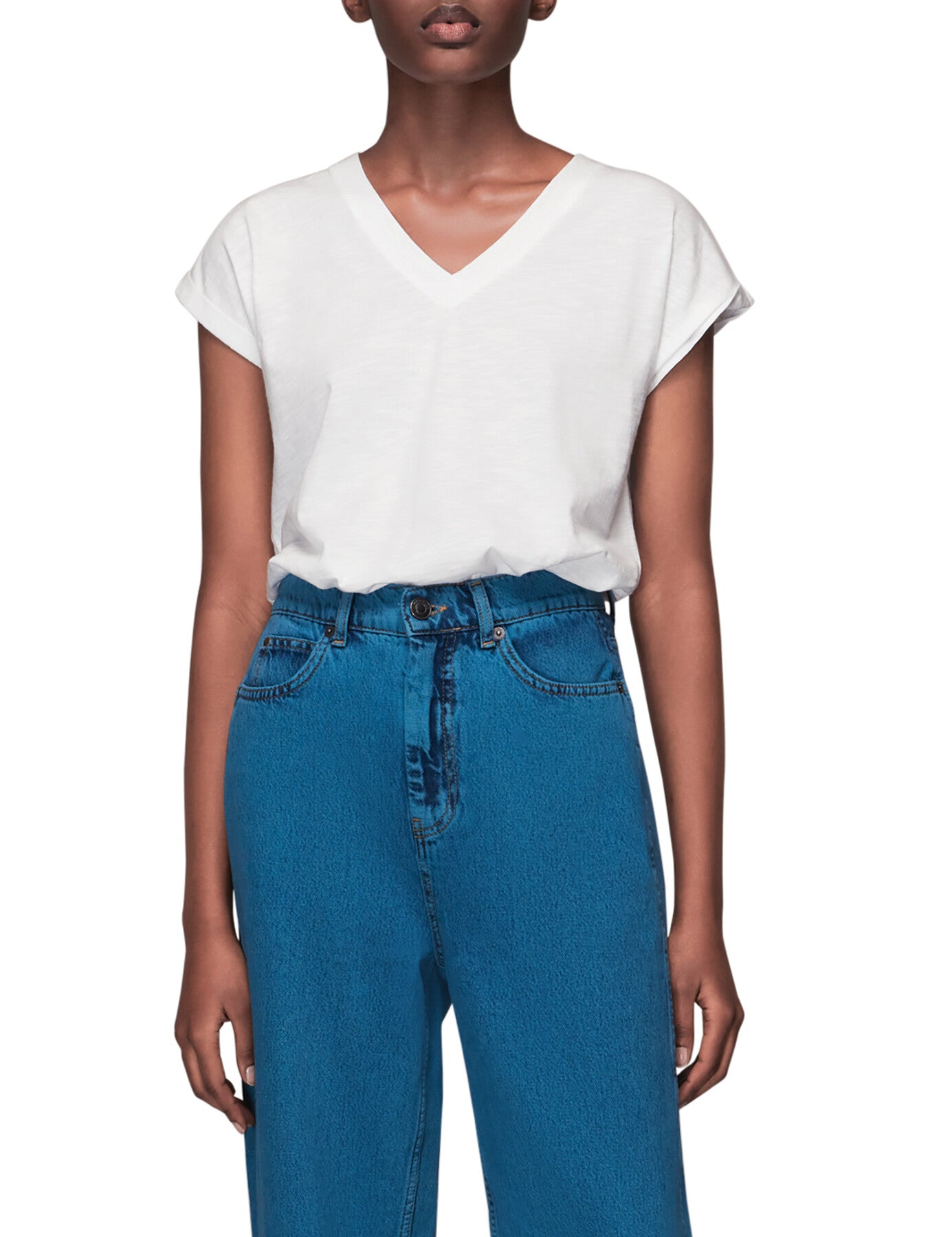 Willa V Neck Cap Sleeve Tee