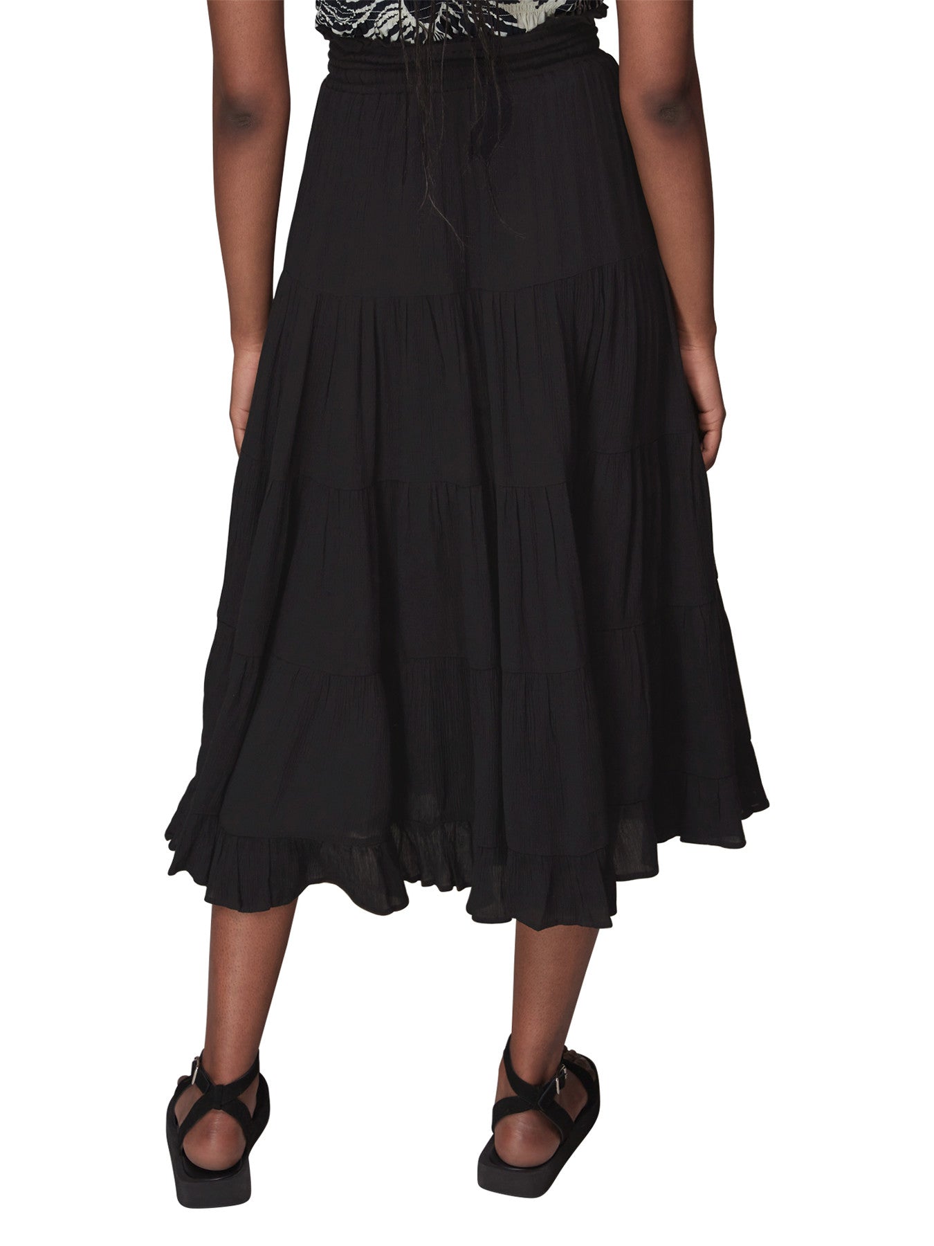 Button Front Crinkle Skirt