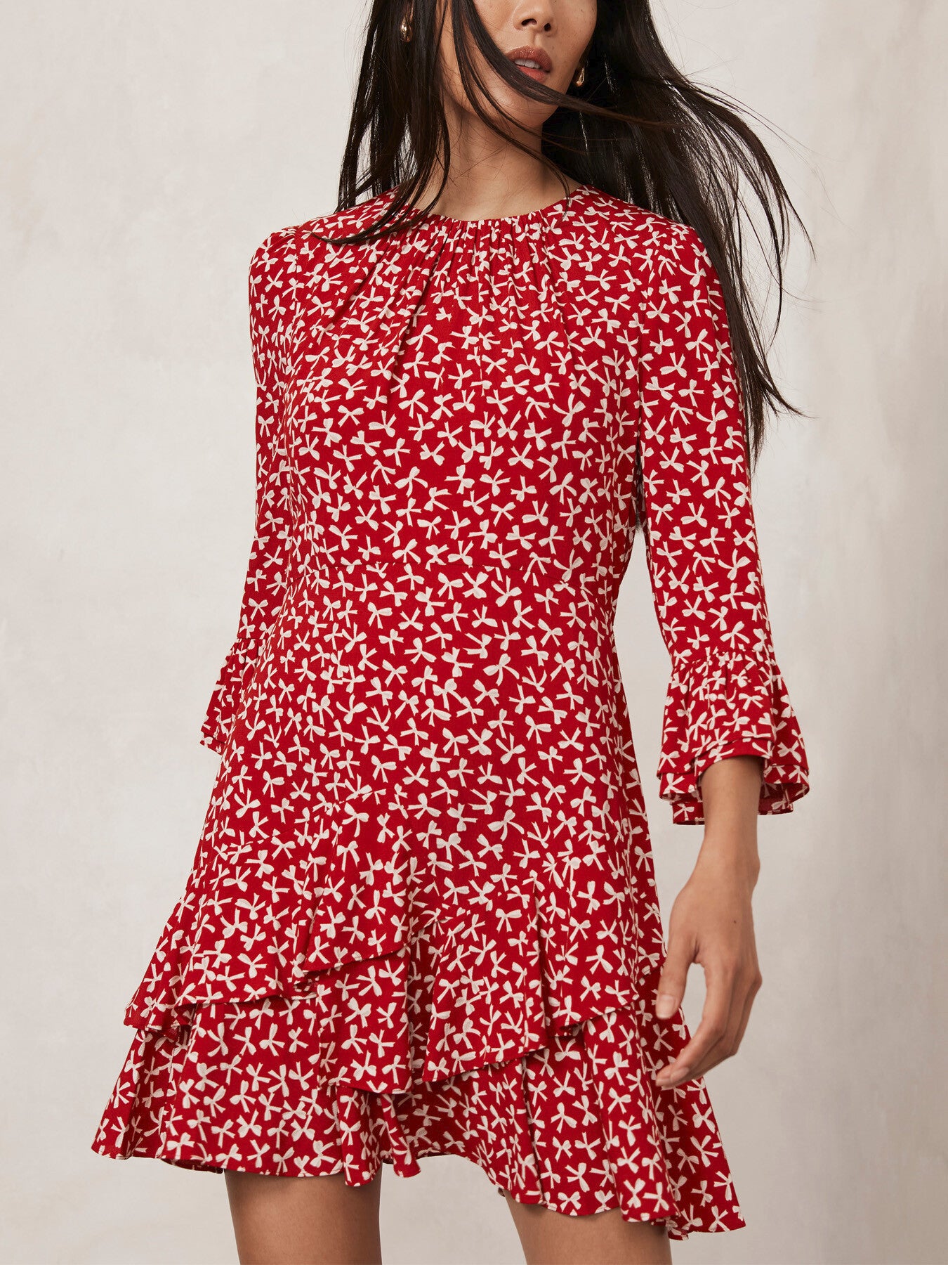 Bow Print Mini Dress