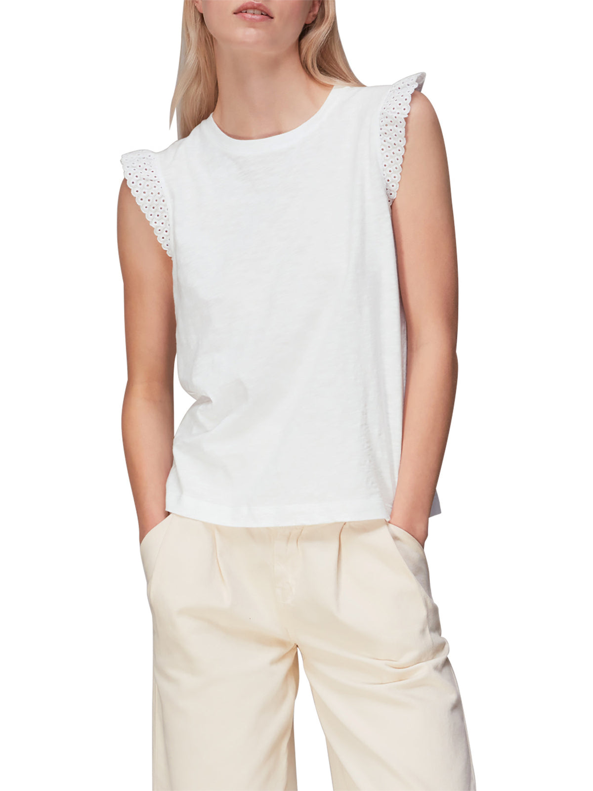 Broderie Frill Sleeve Tee