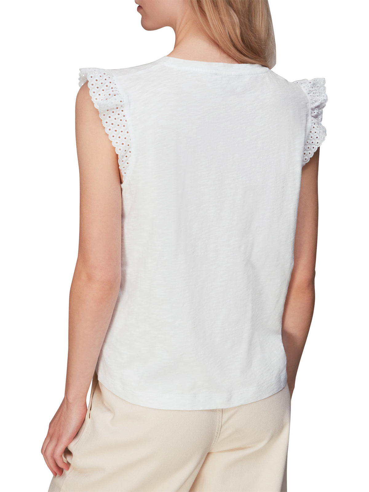 Broderie Frill Sleeve Tee