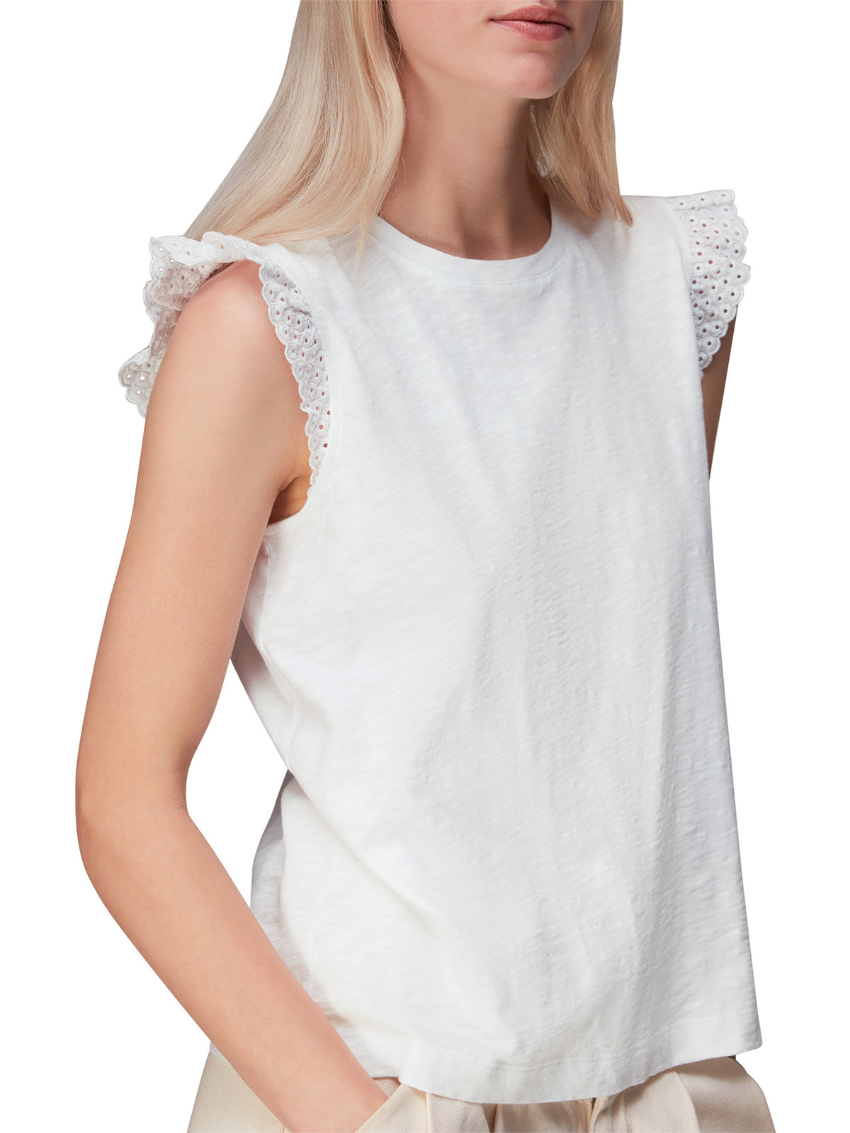 Broderie Frill Sleeve Tee