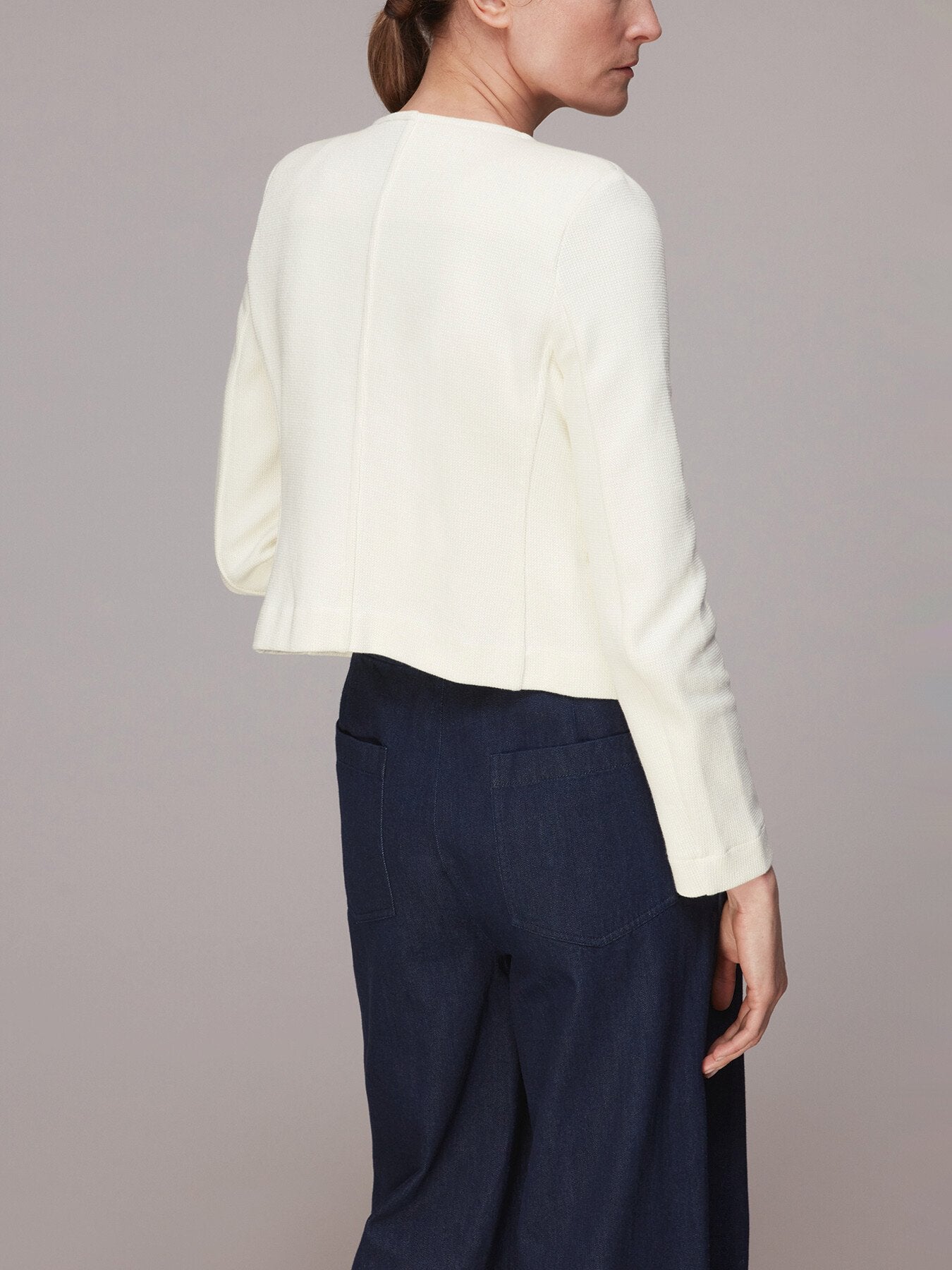 Collarless Jersey Jacket